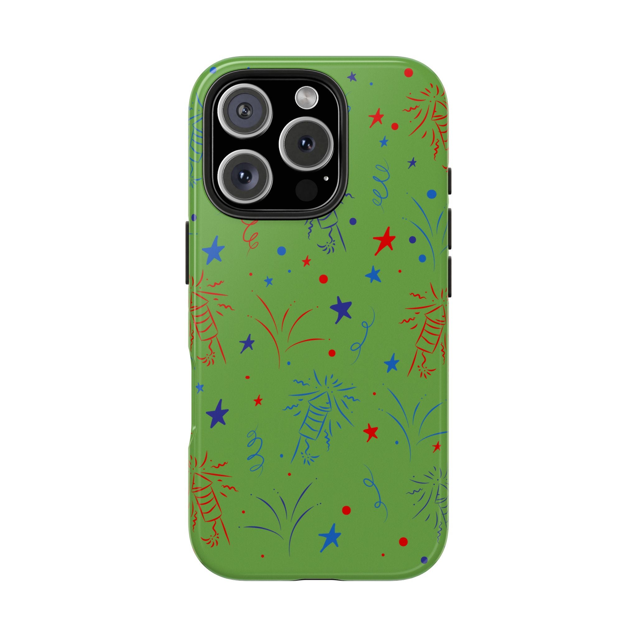 Celebratory Tough Phone Cases, Festive Phone Cover, Fireworks Phone Protector, Green Party Case, Holiday Mobile Case