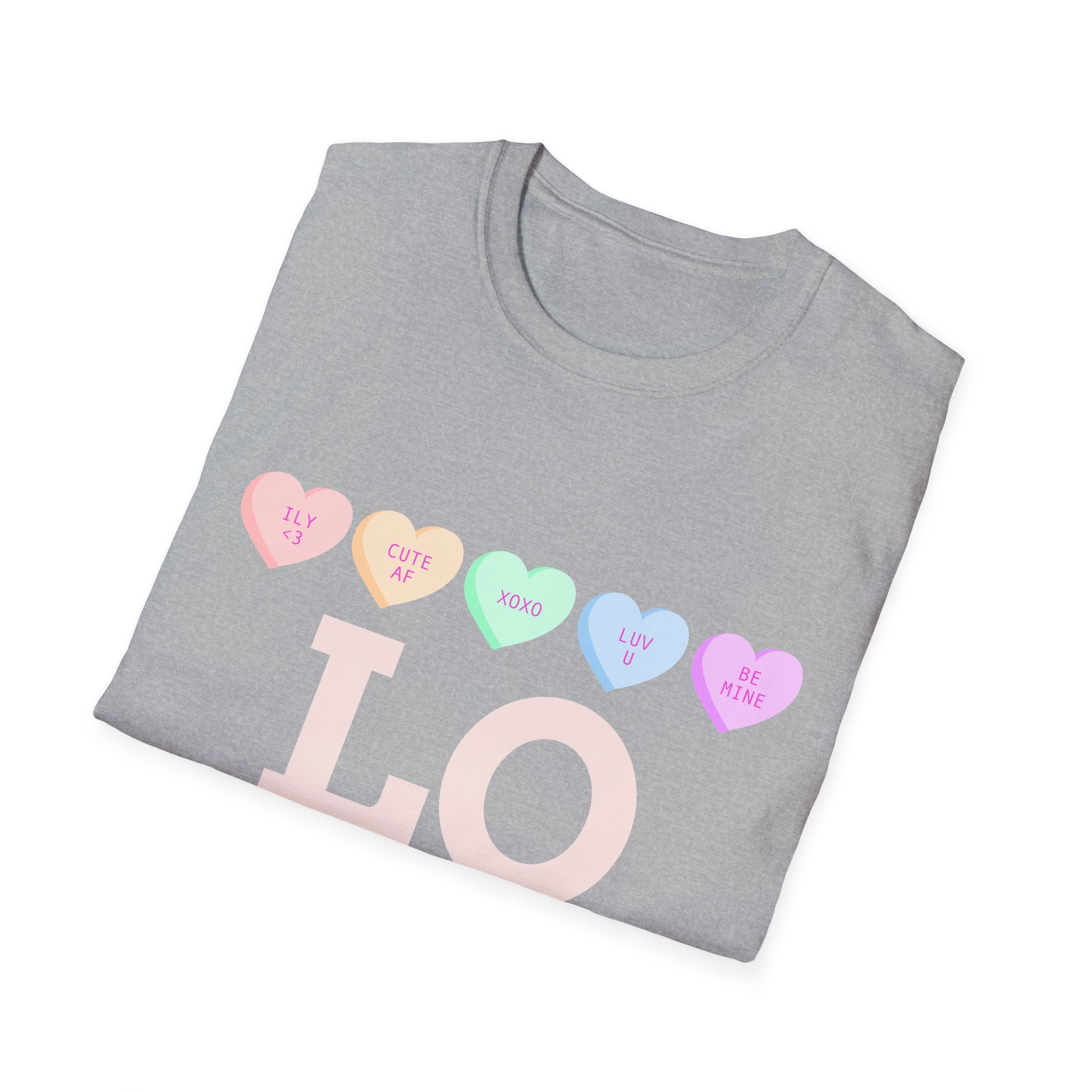 Colorful Love Hearts Unisex Softstyle T-Shirt, Valentine's Day Gift, Couple's Tees, Casual Wear, Cute Heart Shirt