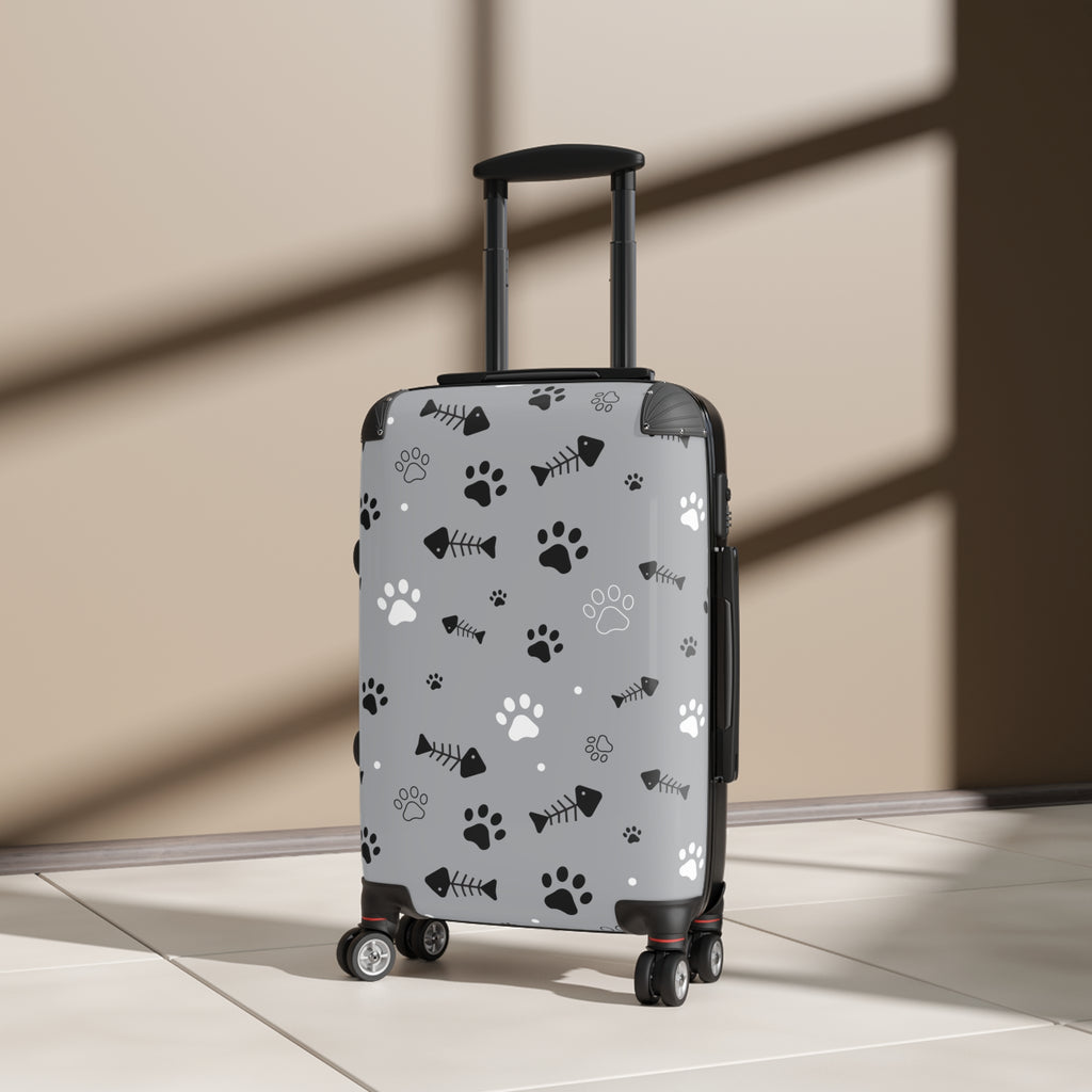 Pet Lover's Suitcase with Paw Print Design, Travel Bag, Luggage, Gift for Dog Owners, Animal Print Carry-On