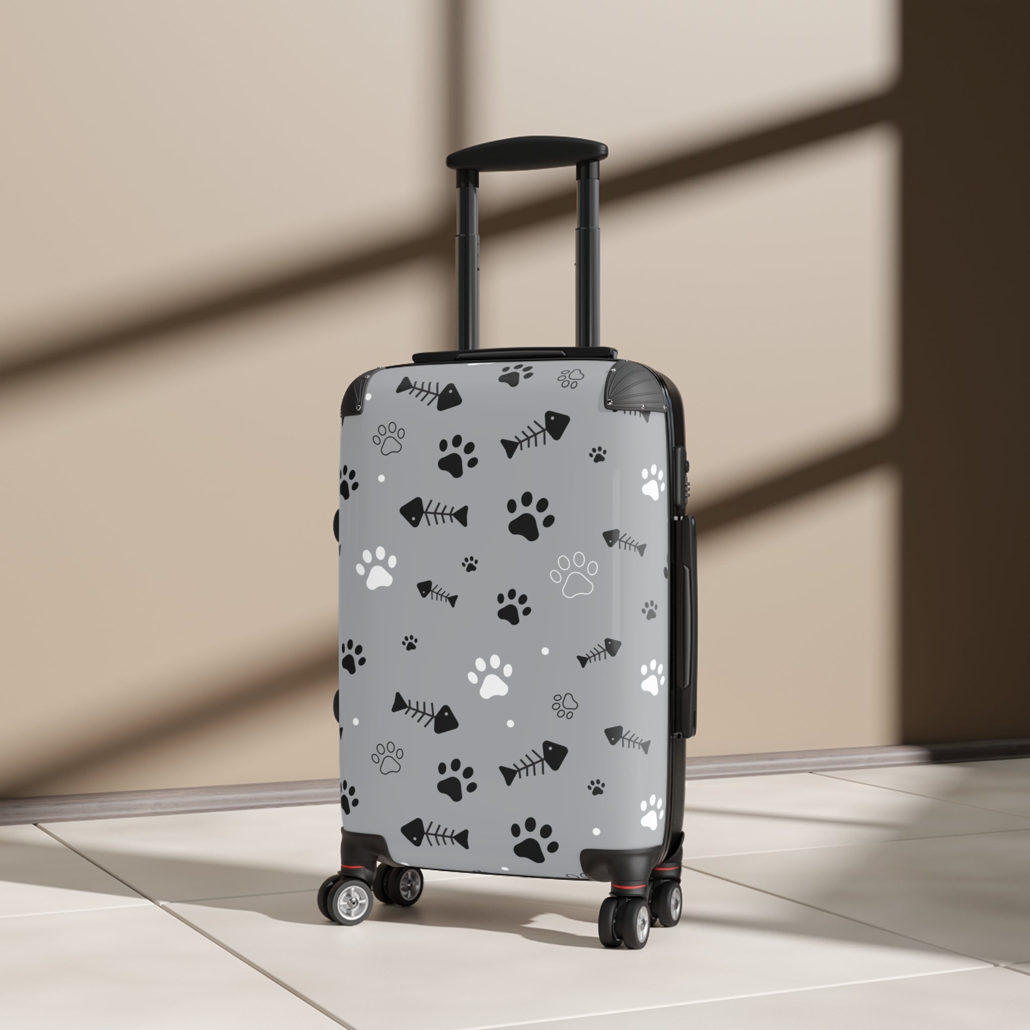 Pet Lover's Suitcase with Paw Print Design, Travel Bag, Luggage, Gift for Dog Owners, Animal Print Carry-On