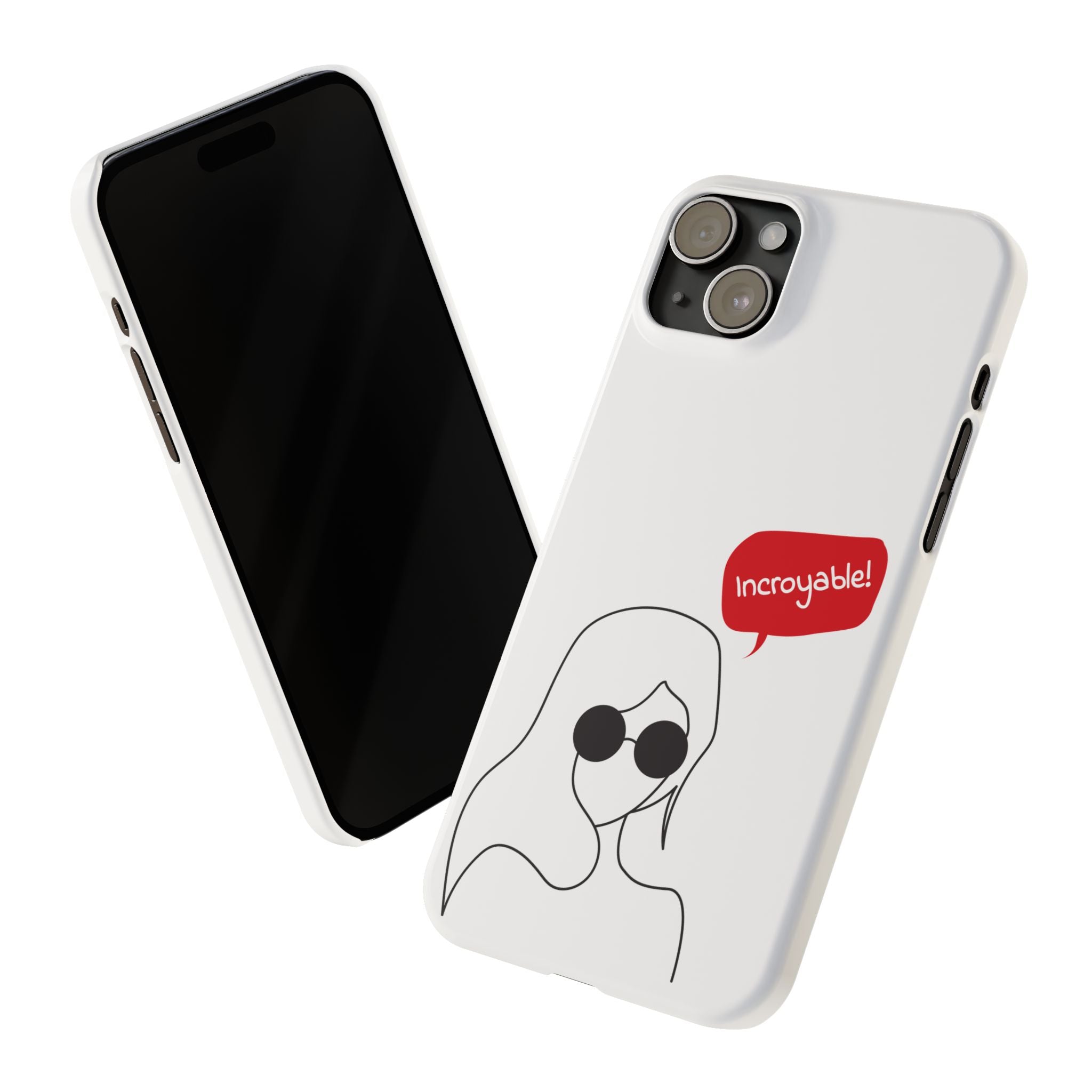 Chic Slim Phone Cases with 'Incroyable!' Design, Trendy Cell Phone Holder, Fashion Accessory, Gift for Friends, Modern Phone Protector