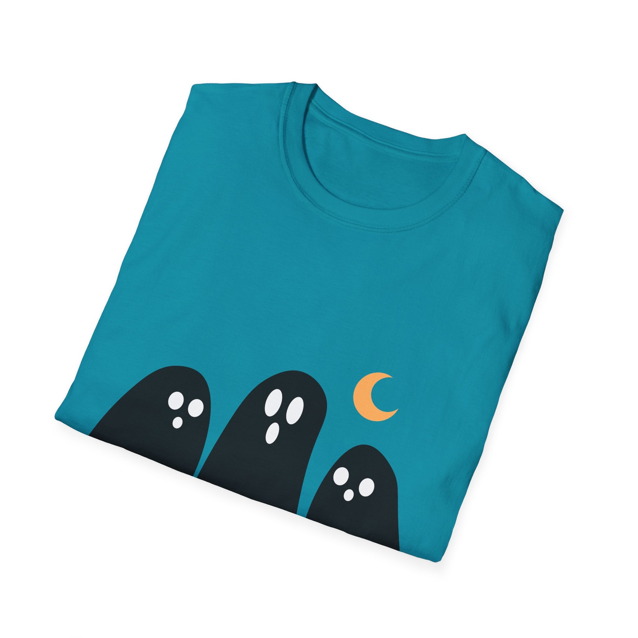 Ghostly Gathering Unisex T-Shirt | Halloween Apparel, Cute Ghost Design, Spooky Season Tee, Fall Fashion, Unique Gift