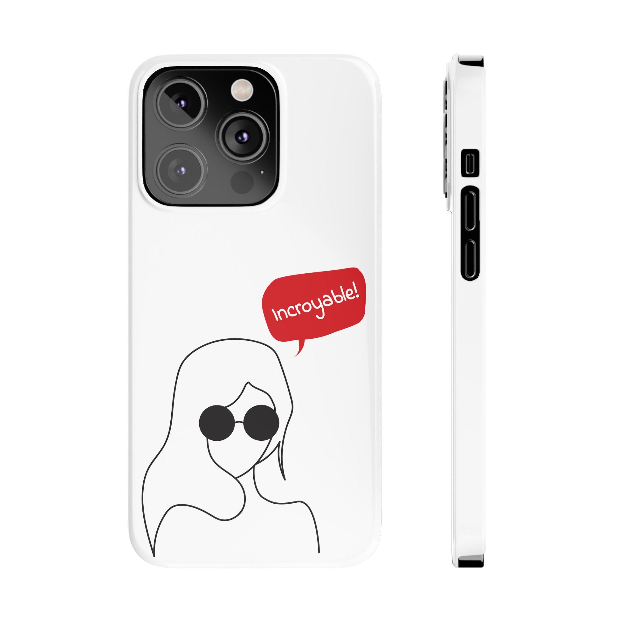 Chic Slim Phone Cases with 'Incroyable!' Design, Trendy Cell Phone Holder, Fashion Accessory, Gift for Friends, Modern Phone Protector