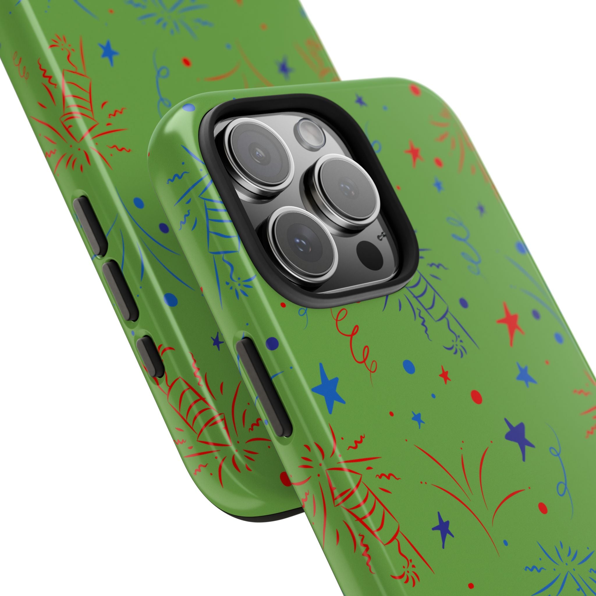 Celebratory Tough Phone Cases, Festive Phone Cover, Fireworks Phone Protector, Green Party Case, Holiday Mobile Case