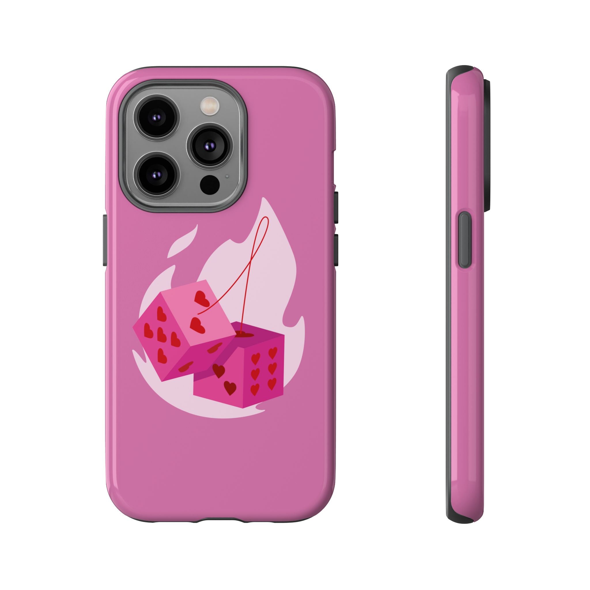 Phone Case, Tough Phone Cover, Heart Design, Cute Cell Accessories, Valentine's Day Gift, Trendy Pink Case