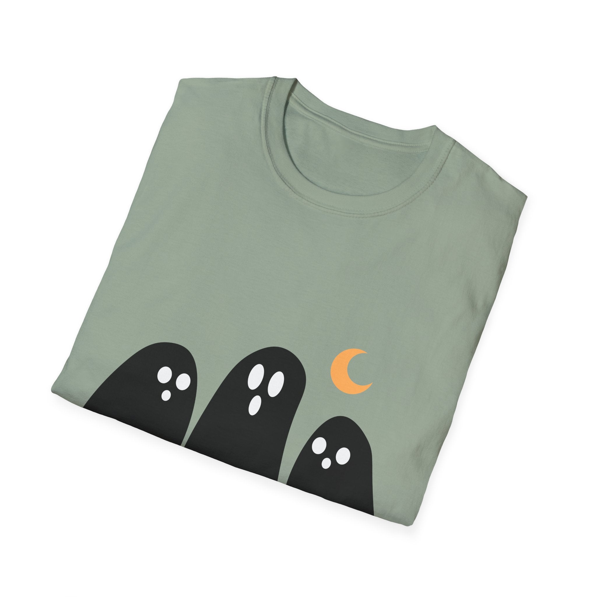Ghostly Gathering Unisex T-Shirt | Halloween Apparel, Cute Ghost Design, Spooky Season Tee, Fall Fashion, Unique Gift