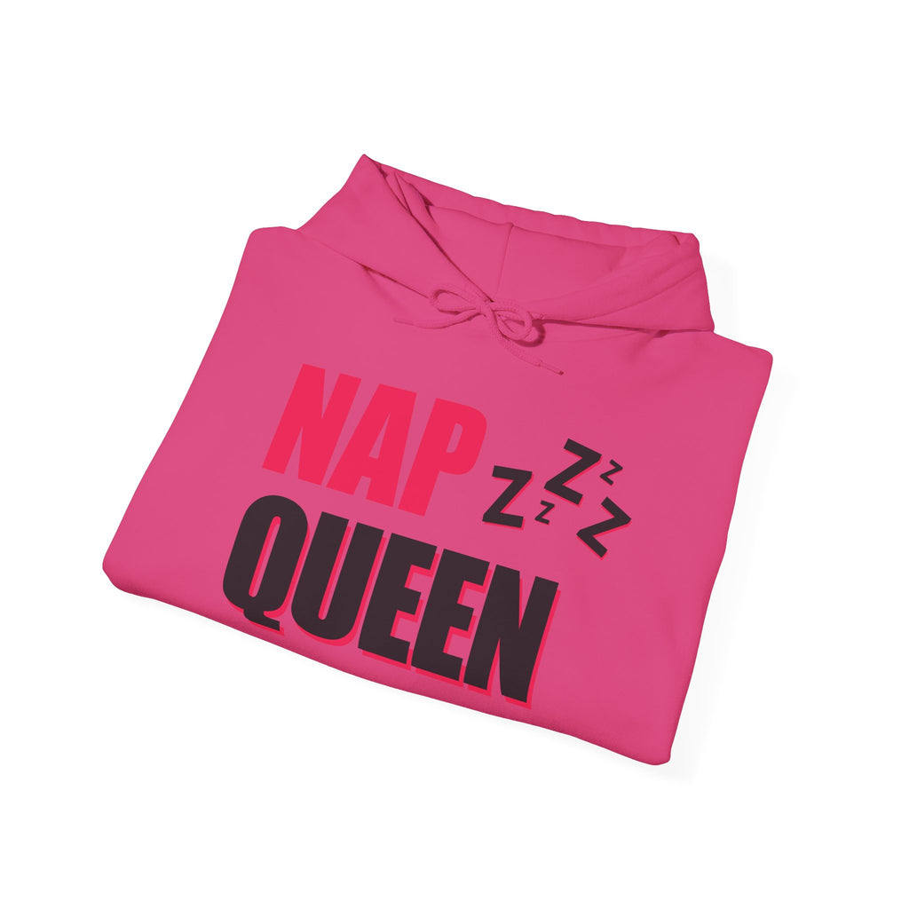 Nap Queen Unisex Hoodie, Cozy Sleepwear, Perfect for Naps, Gift for Nap Lovers, Trendy Lounge Clothing, Orange Sweatshirt