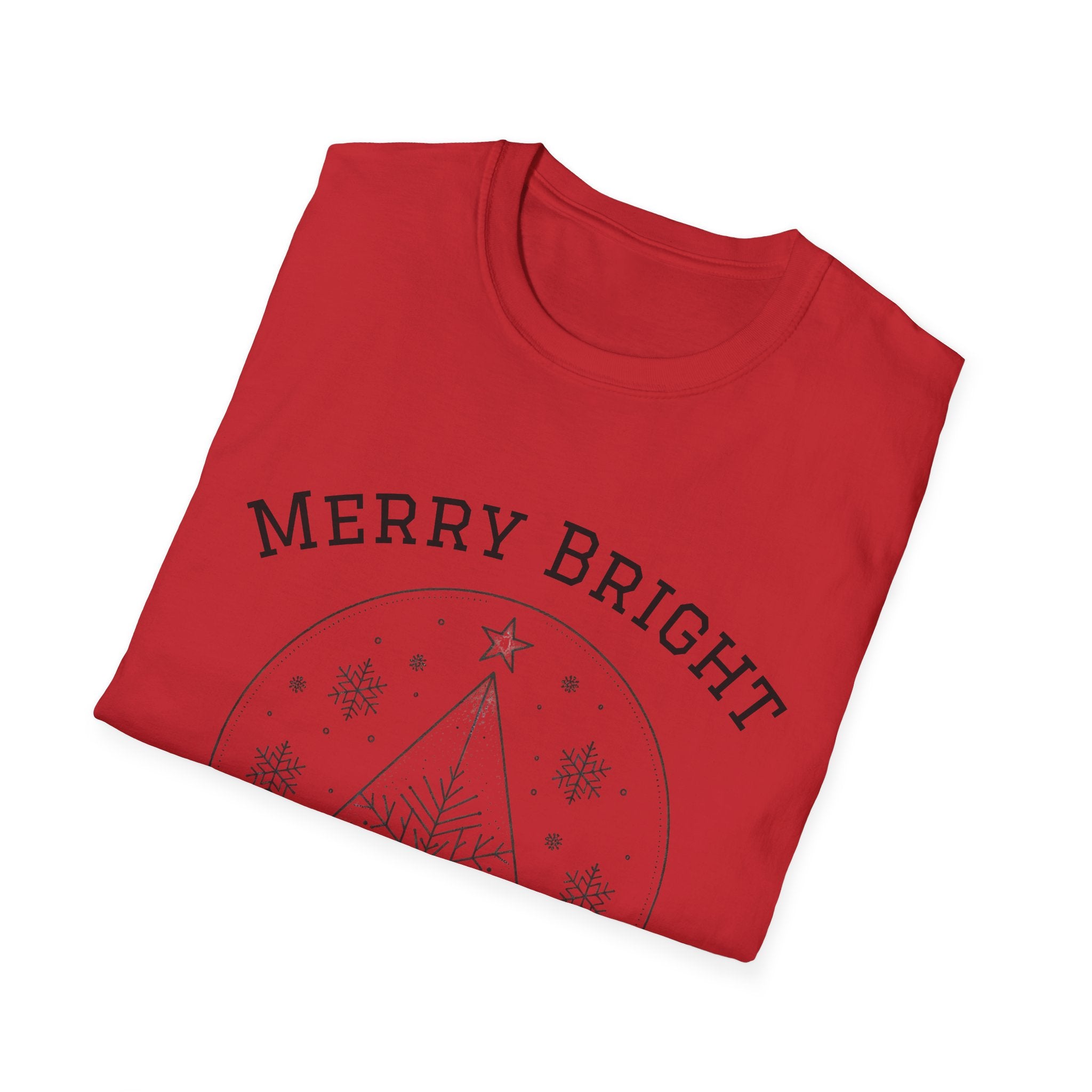 Merry Bright Unisex T-Shirt | Softstyle Holiday Tee for Christmas, Winter Gifts, Casual Wear, Festive Apparel, Seasonal Fashion