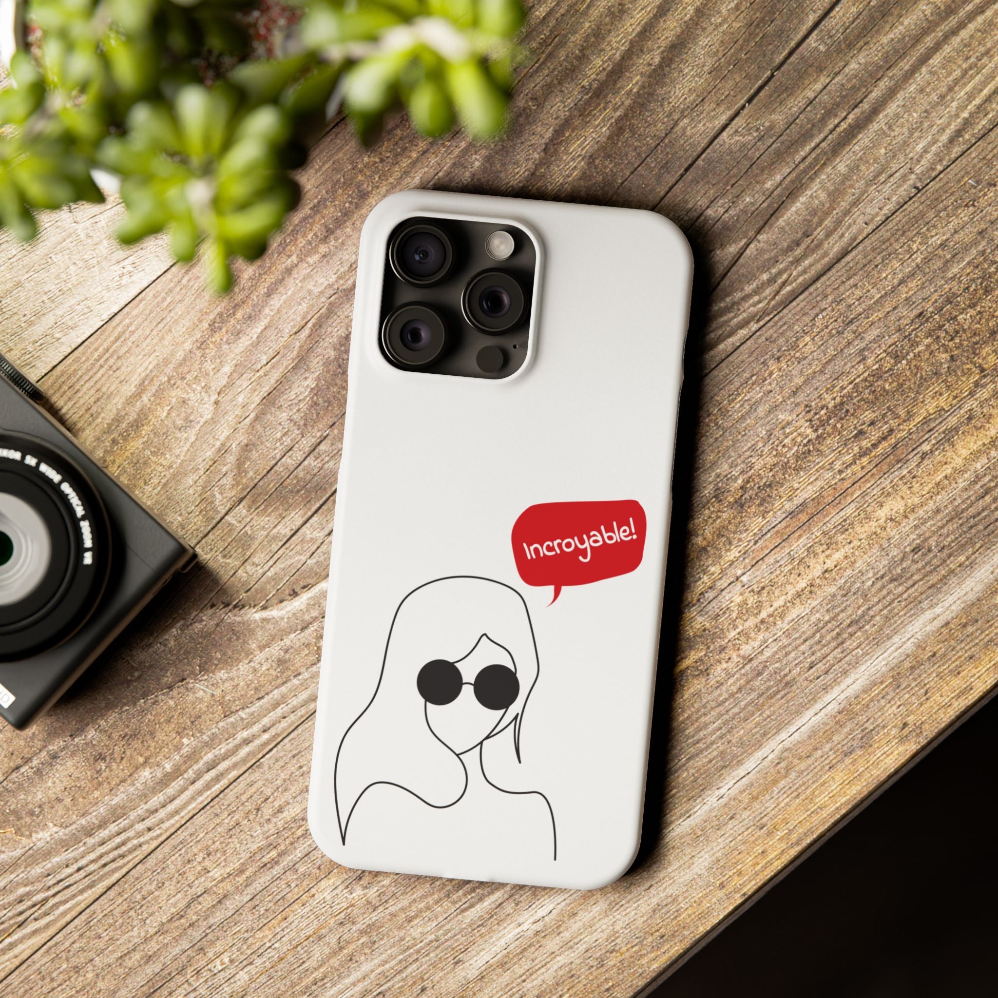 Chic Slim Phone Cases with 'Incroyable!' Design, Trendy Cell Phone Holder, Fashion Accessory, Gift for Friends, Modern Phone Protector
