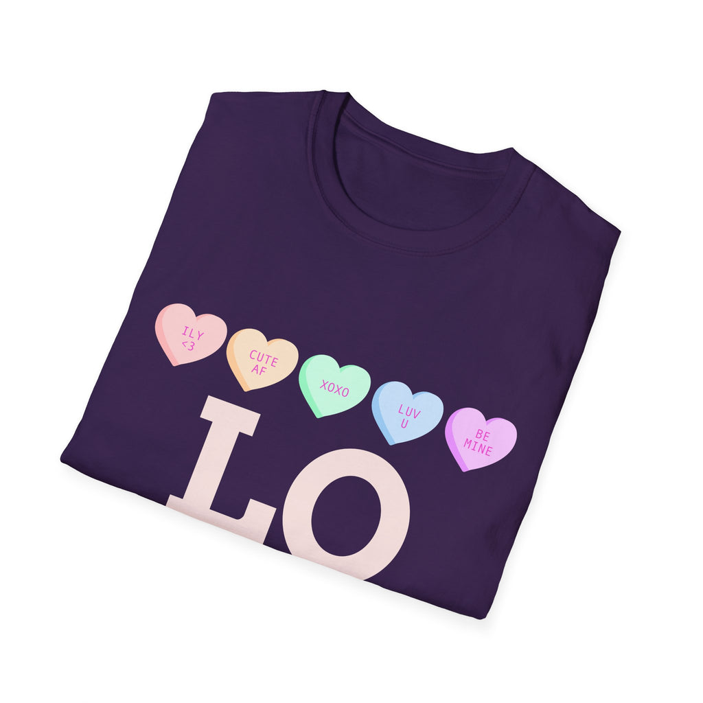 Colorful Love Hearts Unisex Softstyle T-Shirt, Valentine's Day Gift, Couple's Tees, Casual Wear, Cute Heart Shirt