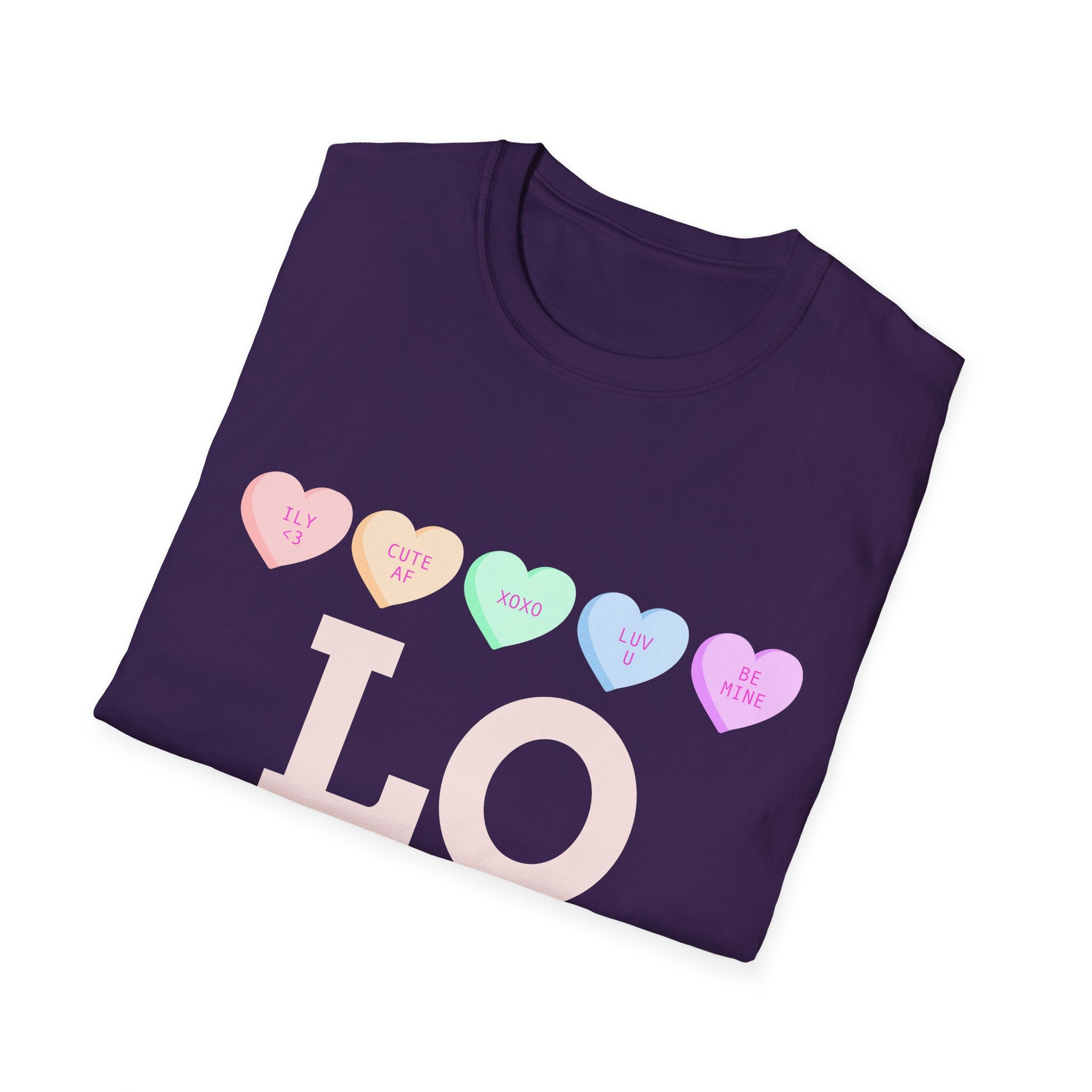 Colorful Love Hearts Unisex Softstyle T-Shirt, Valentine's Day Gift, Couple's Tees, Casual Wear, Cute Heart Shirt