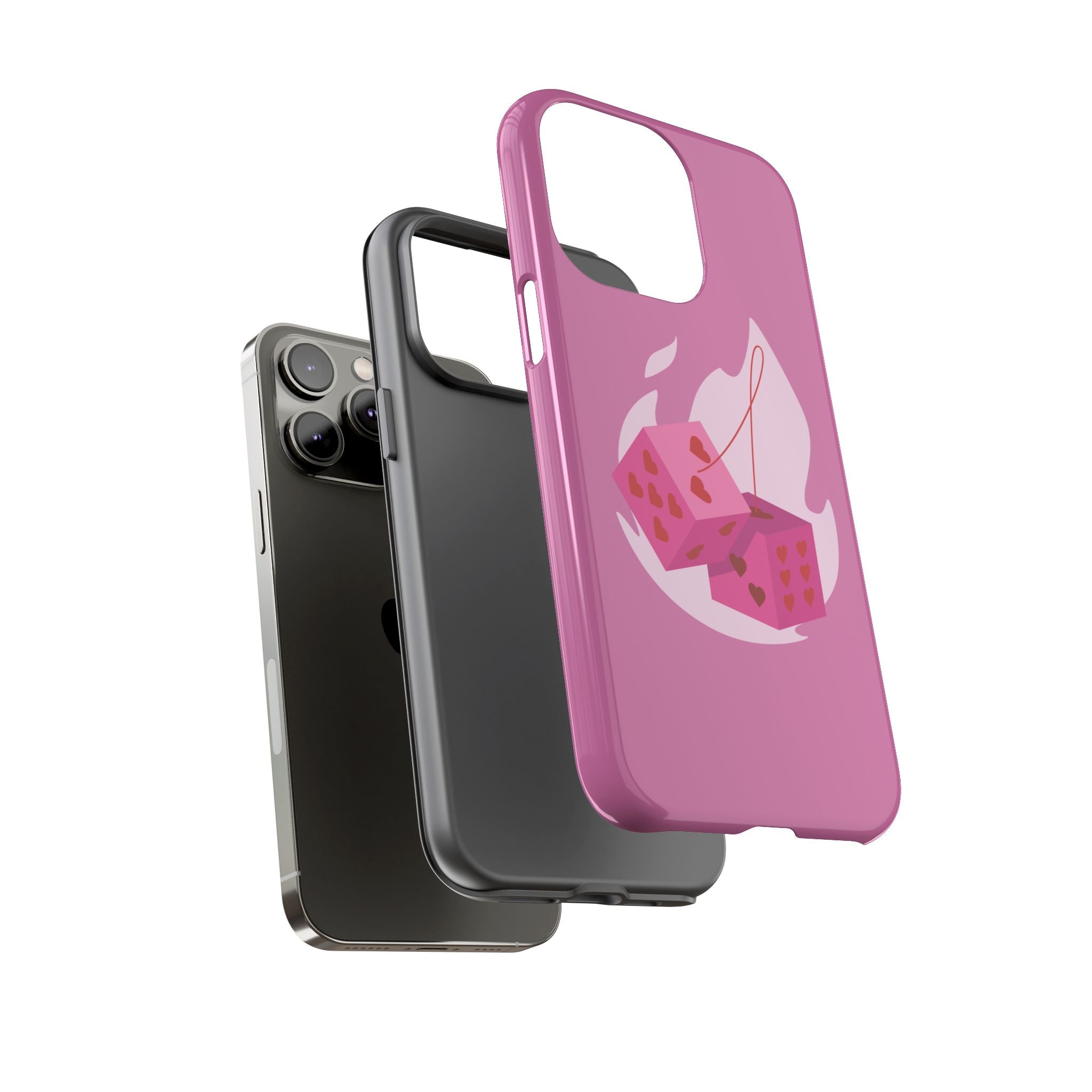 Phone Case, Tough Phone Cover, Heart Design, Cute Cell Accessories, Valentine's Day Gift, Trendy Pink Case