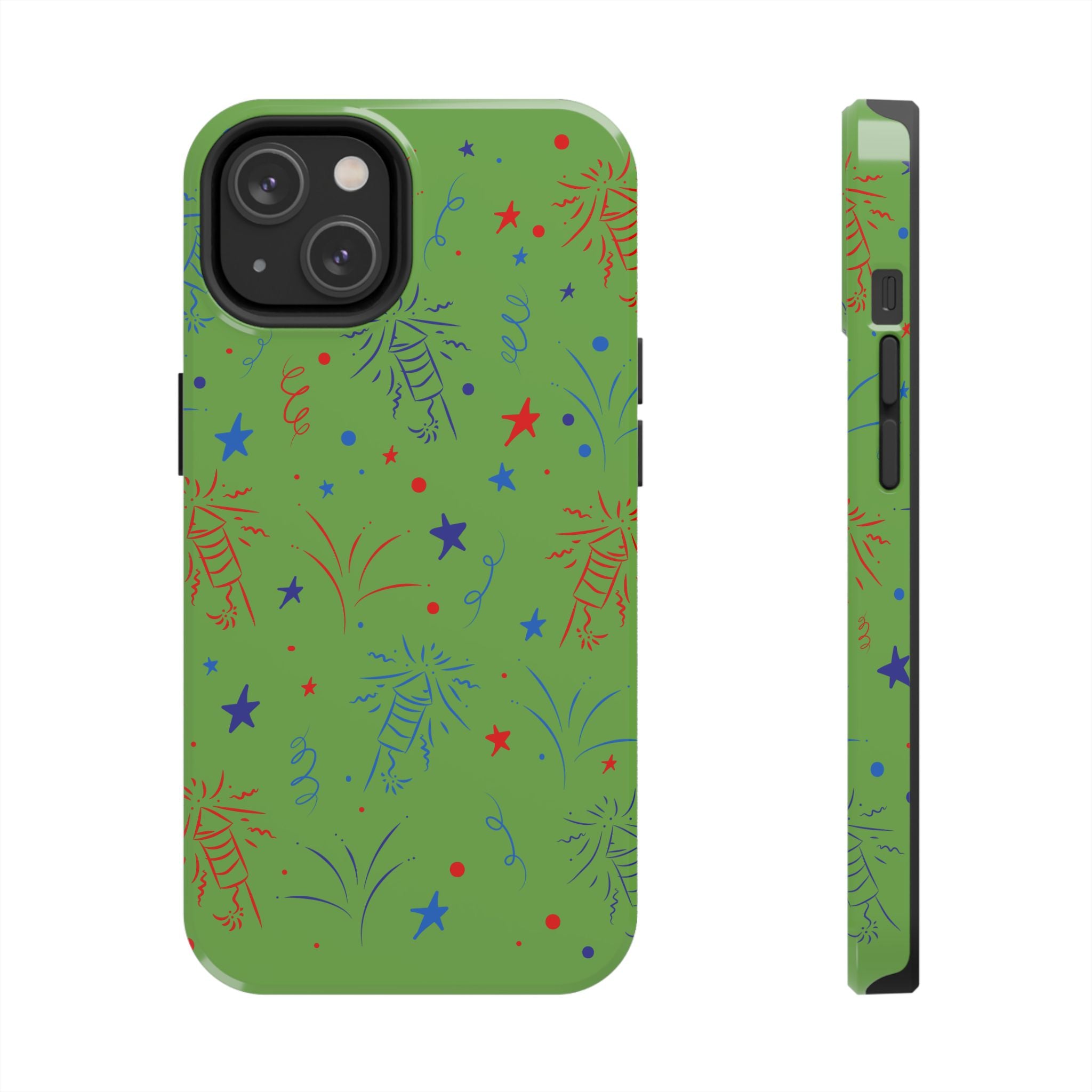 Celebratory Tough Phone Cases, Festive Phone Cover, Fireworks Phone Protector, Green Party Case, Holiday Mobile Case