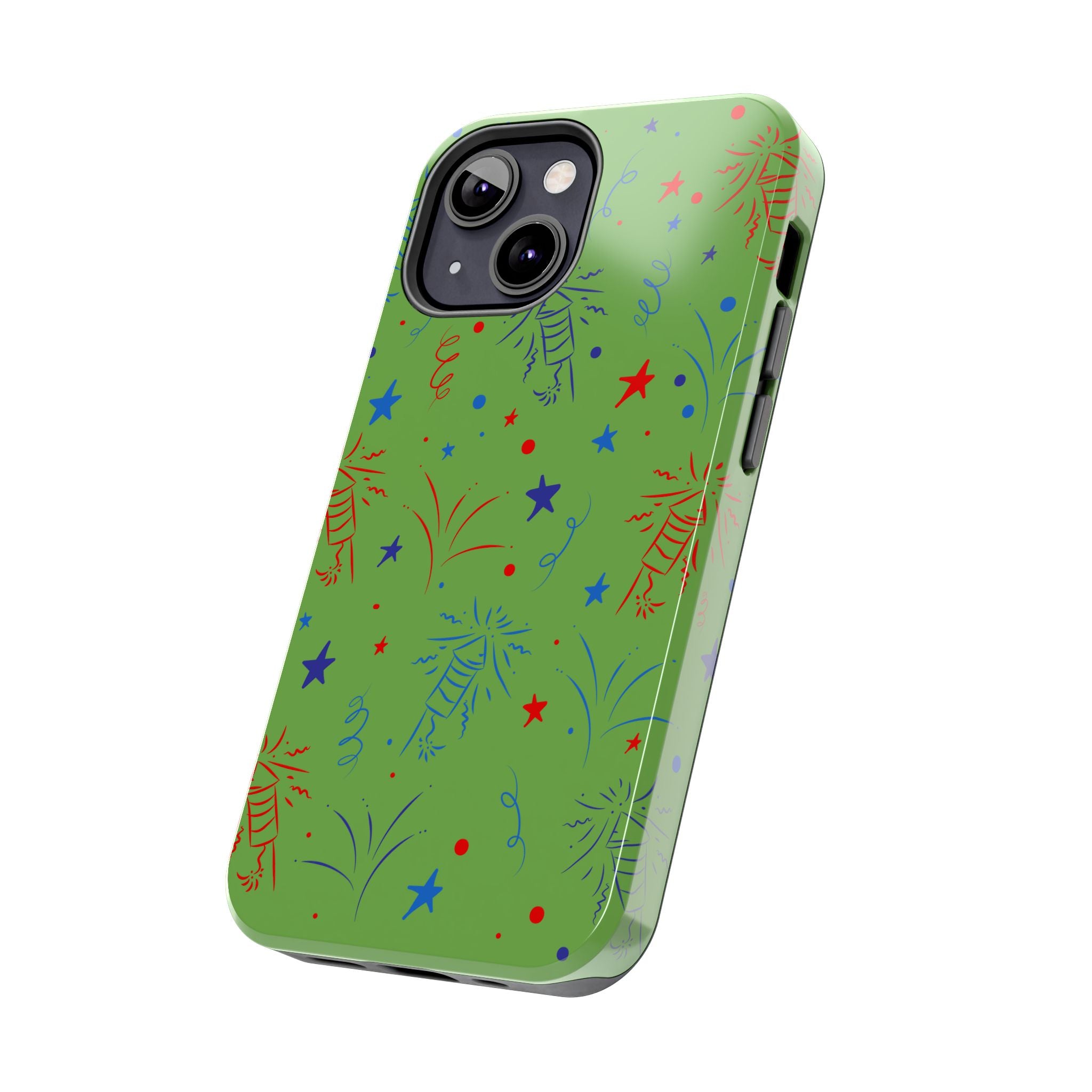Celebratory Tough Phone Cases, Festive Phone Cover, Fireworks Phone Protector, Green Party Case, Holiday Mobile Case