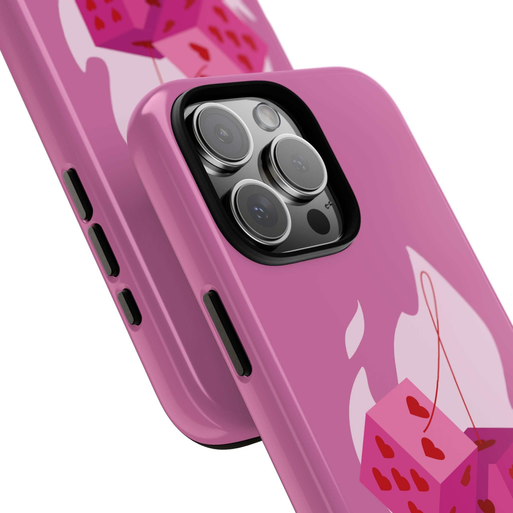 Phone Case, Tough Phone Cover, Heart Design, Cute Cell Accessories, Valentine's Day Gift, Trendy Pink Case