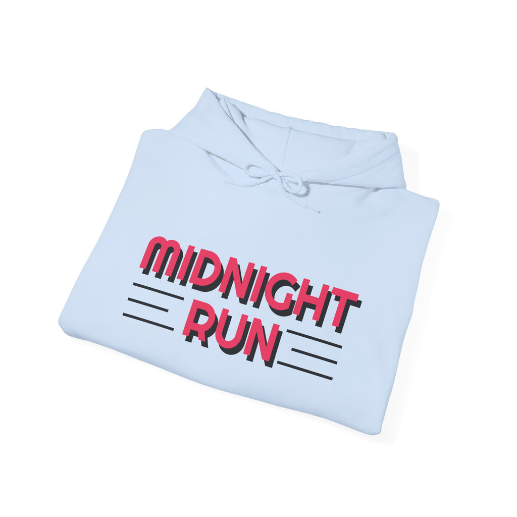 Midnight Run Hooded Sweatshirt, Cozy Pullover for Fitness, Gym Wear, Casual Outing, Gift for Runners, Active Lifestyle