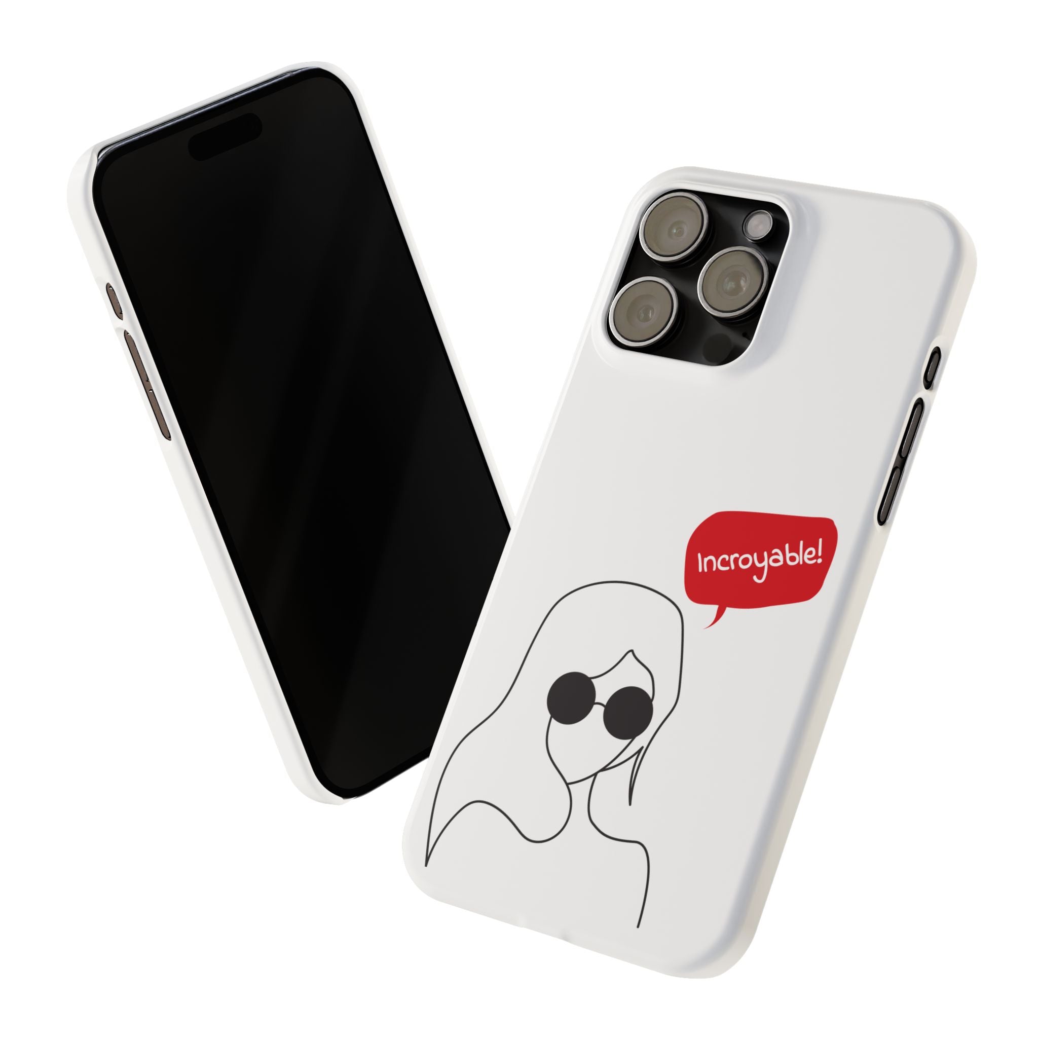 Chic Slim Phone Cases with 'Incroyable!' Design, Trendy Cell Phone Holder, Fashion Accessory, Gift for Friends, Modern Phone Protector