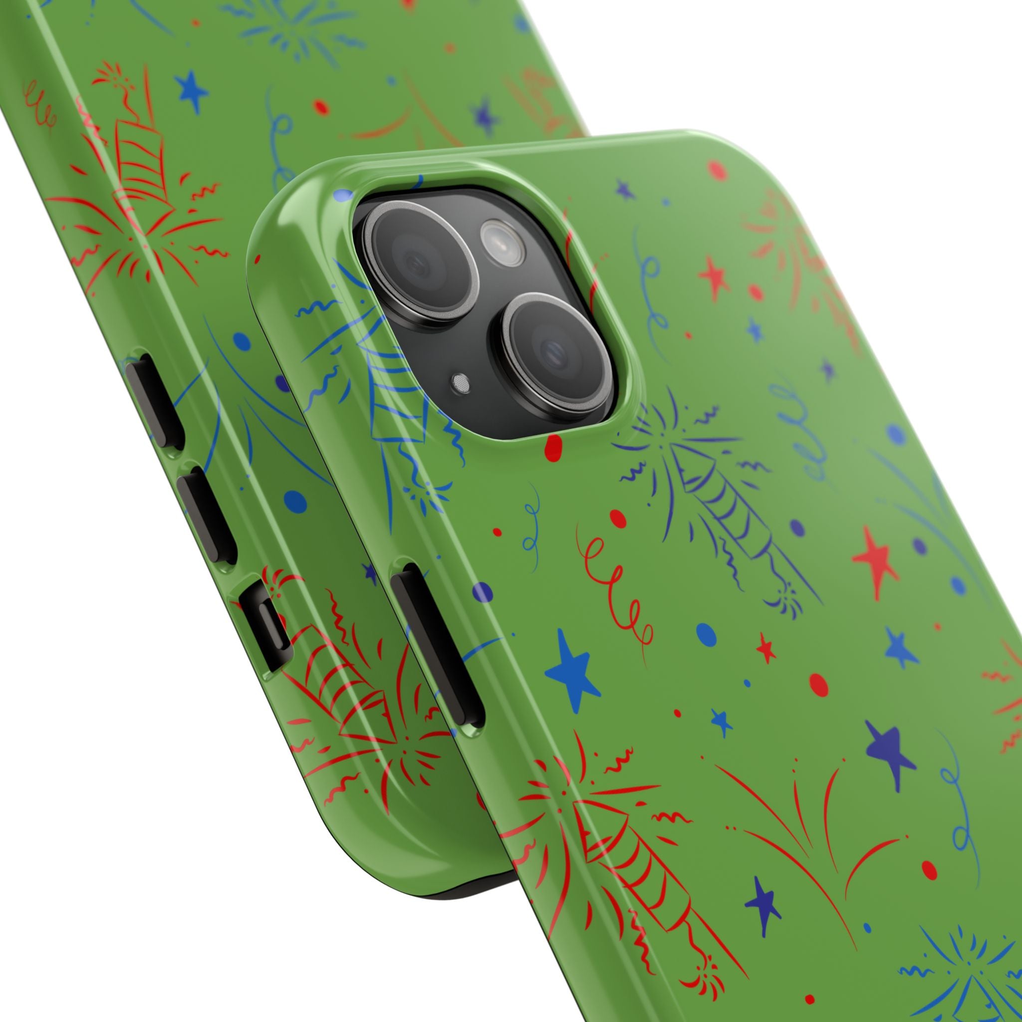 Celebratory Tough Phone Cases, Festive Phone Cover, Fireworks Phone Protector, Green Party Case, Holiday Mobile Case