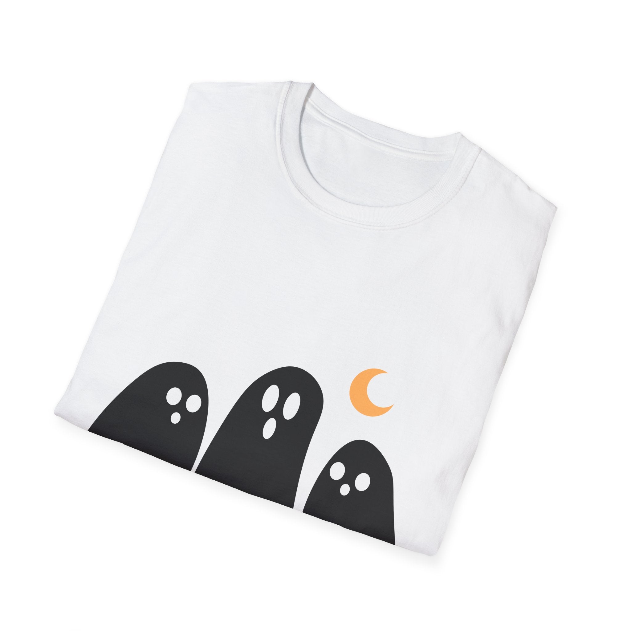 Ghostly Gathering Unisex T-Shirt | Halloween Apparel, Cute Ghost Design, Spooky Season Tee, Fall Fashion, Unique Gift