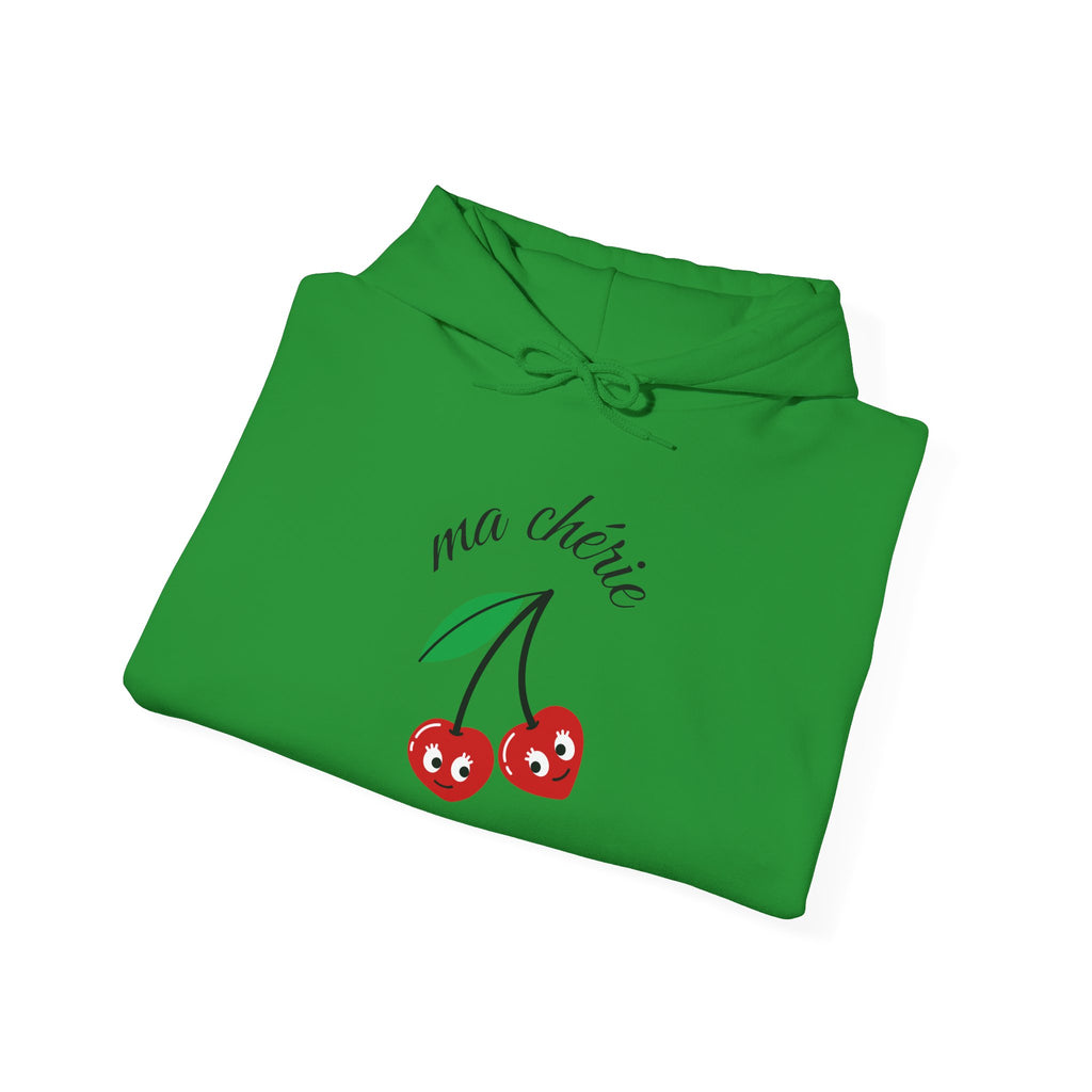 Cute Cherry Design Hoodie, Cozy Unisex Sweatshirt, Gift for Her, Valentine's Day Apparel, Casual Comfort Wear, Ma Chérie Sweatshirt