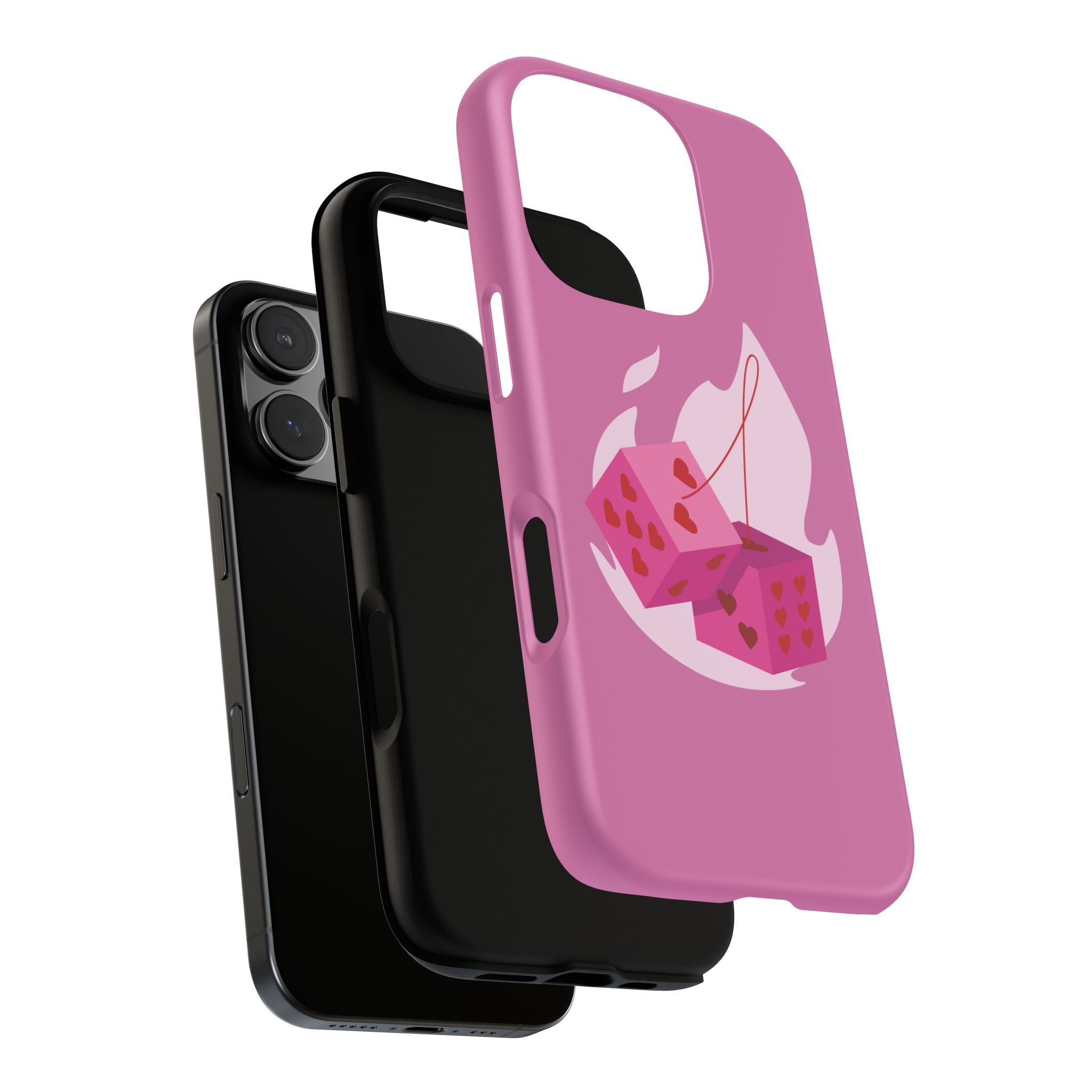 Phone Case, Tough Phone Cover, Heart Design, Cute Cell Accessories, Valentine's Day Gift, Trendy Pink Case