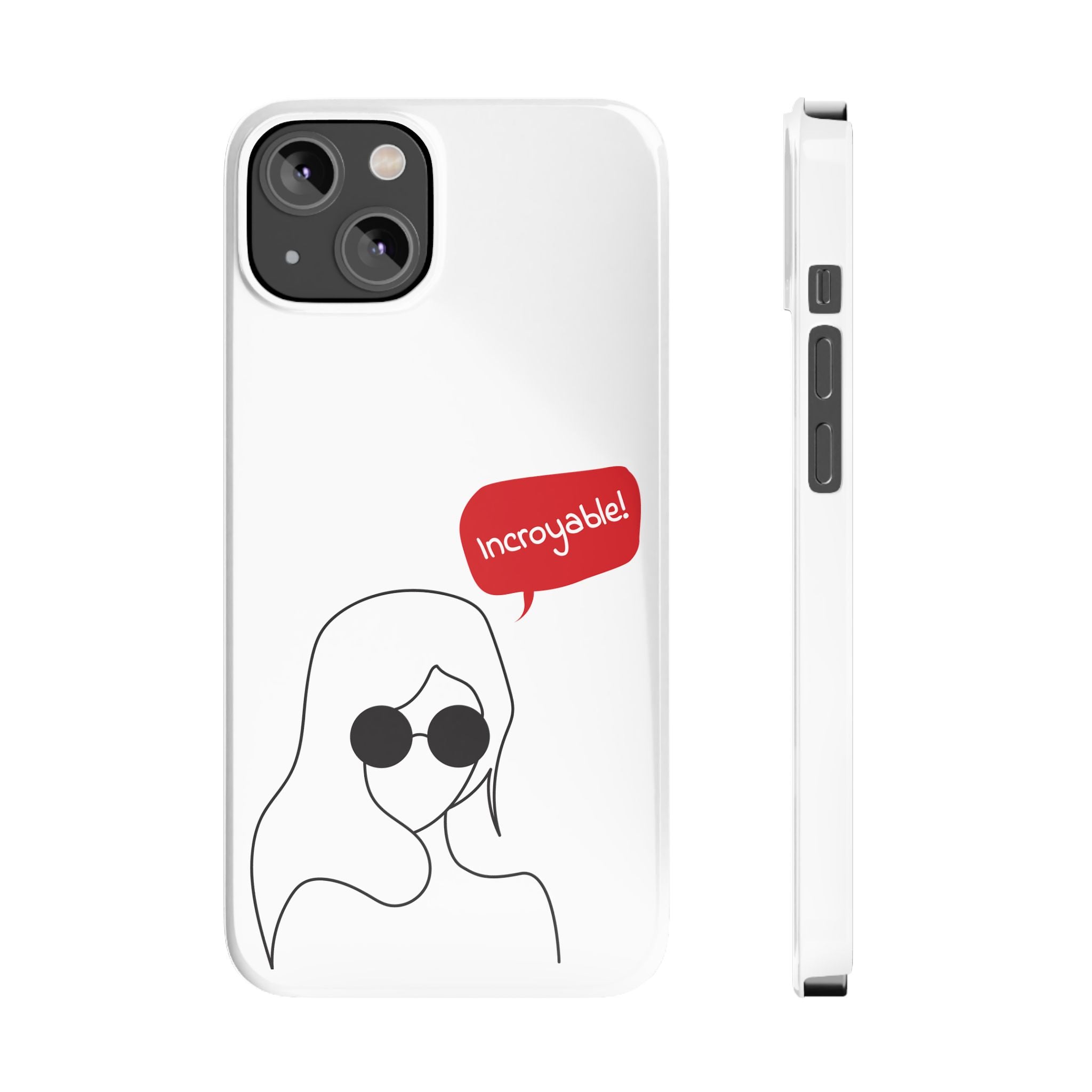 Chic Slim Phone Cases with 'Incroyable!' Design, Trendy Cell Phone Holder, Fashion Accessory, Gift for Friends, Modern Phone Protector