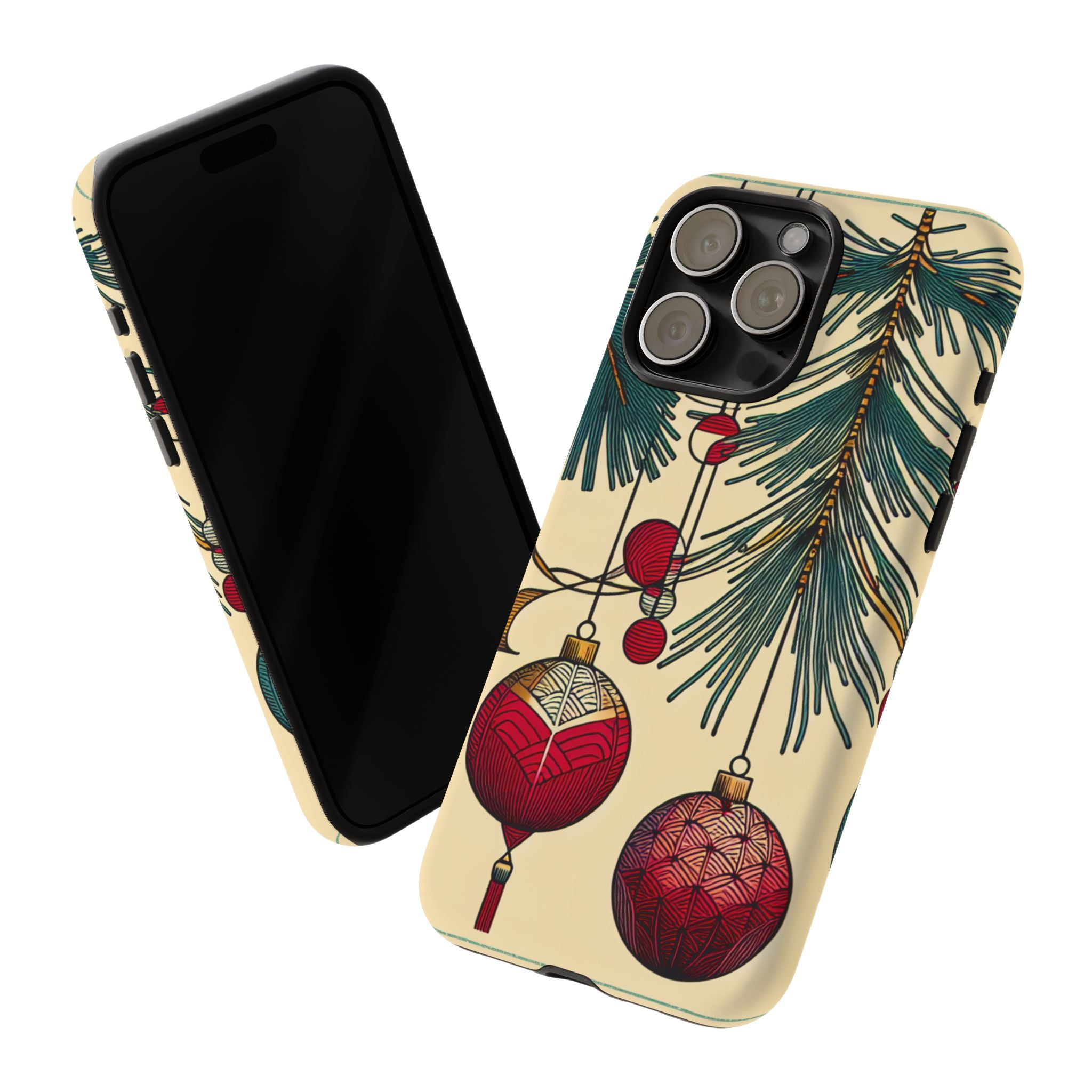 Christmas Phone Case with Ornament Design | Holiday Gift, Festive Mobile Cover, Cute Tough Case, Winter Decoration