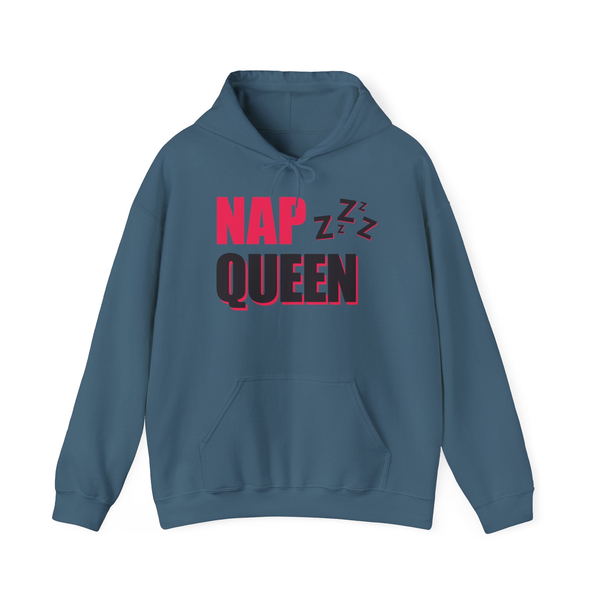 Nap Queen Unisex Hoodie, Cozy Sleepwear, Perfect for Naps, Gift for Nap Lovers, Trendy Lounge Clothing, Orange Sweatshirt