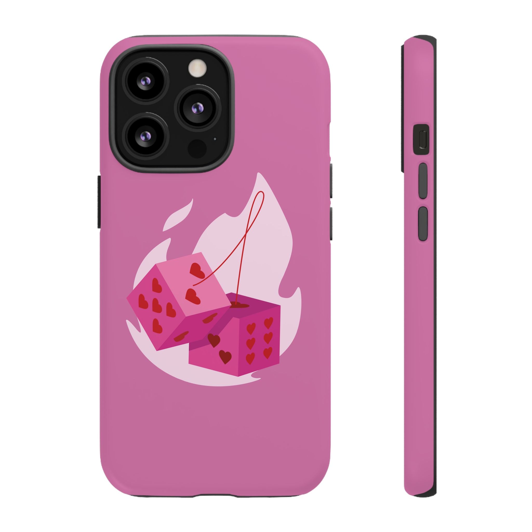 Phone Case, Tough Phone Cover, Heart Design, Cute Cell Accessories, Valentine's Day Gift, Trendy Pink Case