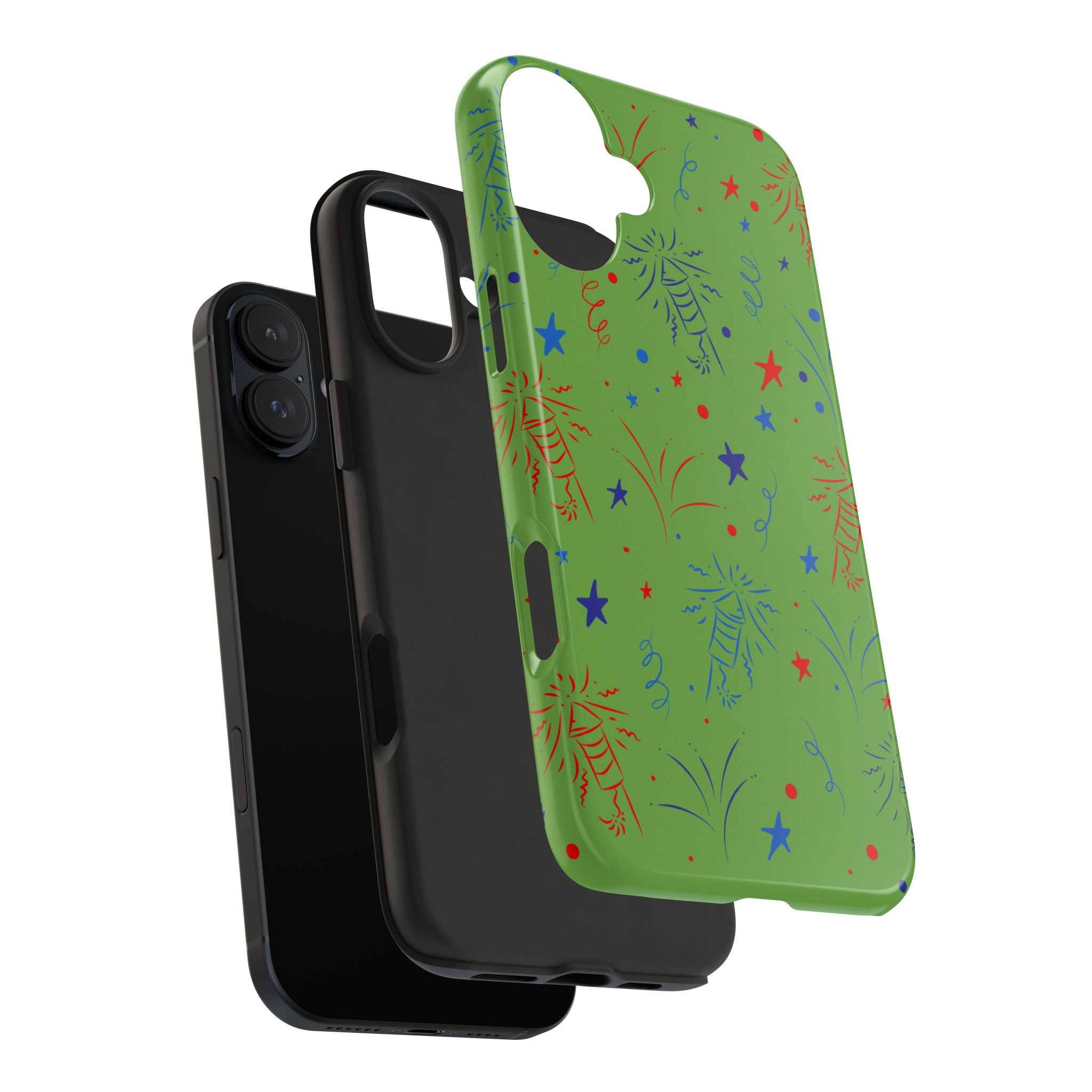 Celebratory Tough Phone Cases, Festive Phone Cover, Fireworks Phone Protector, Green Party Case, Holiday Mobile Case
