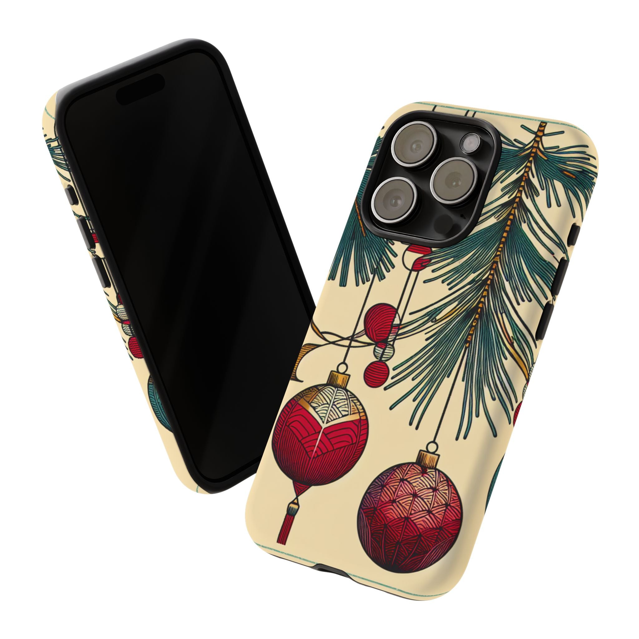 Christmas Phone Case with Ornament Design | Holiday Gift, Festive Mobile Cover, Cute Tough Case, Winter Decoration