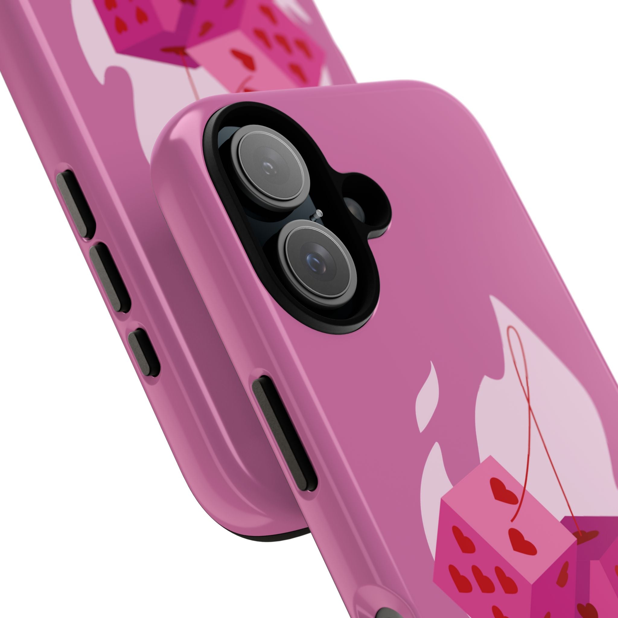 Phone Case, Tough Phone Cover, Heart Design, Cute Cell Accessories, Valentine's Day Gift, Trendy Pink Case
