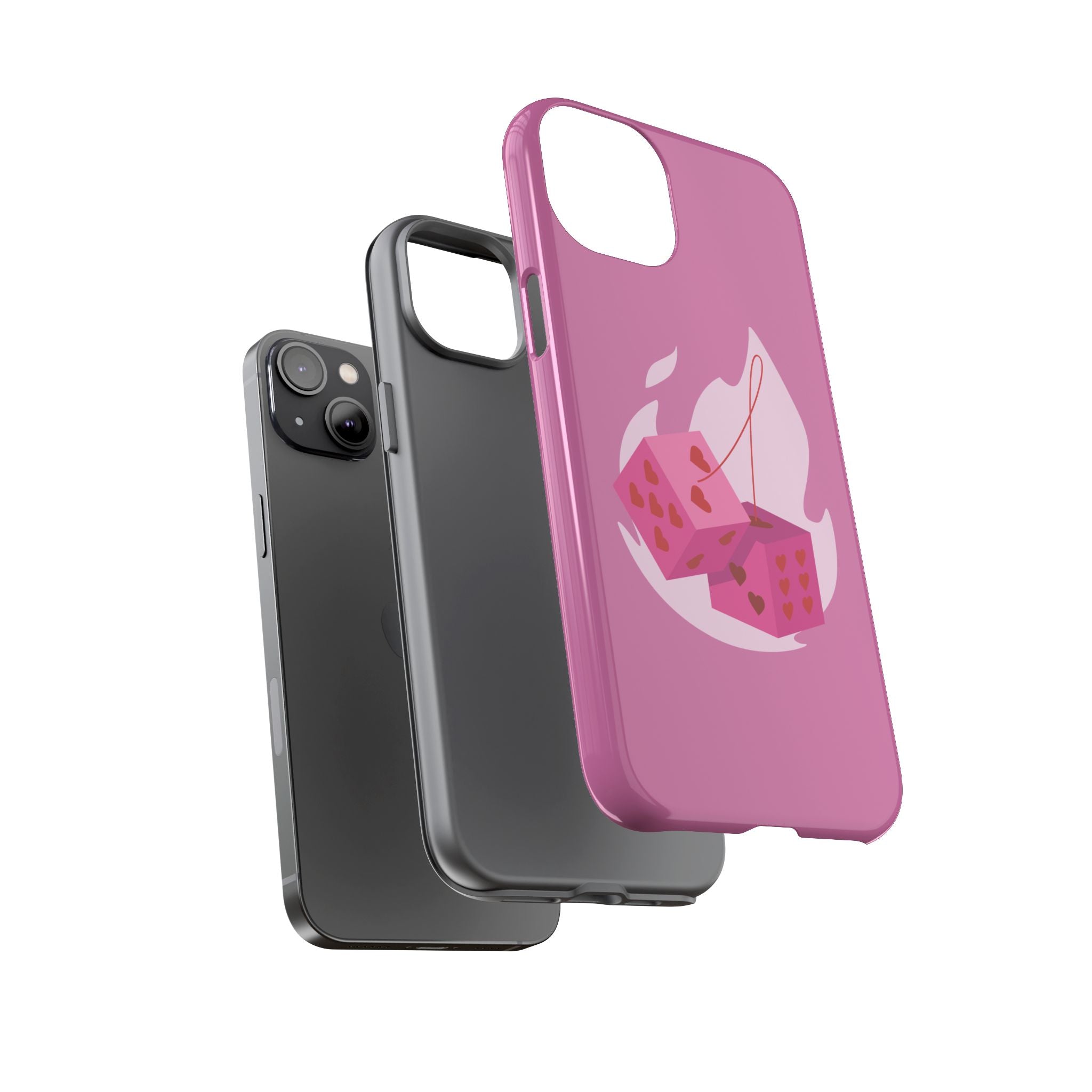 Phone Case, Tough Phone Cover, Heart Design, Cute Cell Accessories, Valentine's Day Gift, Trendy Pink Case