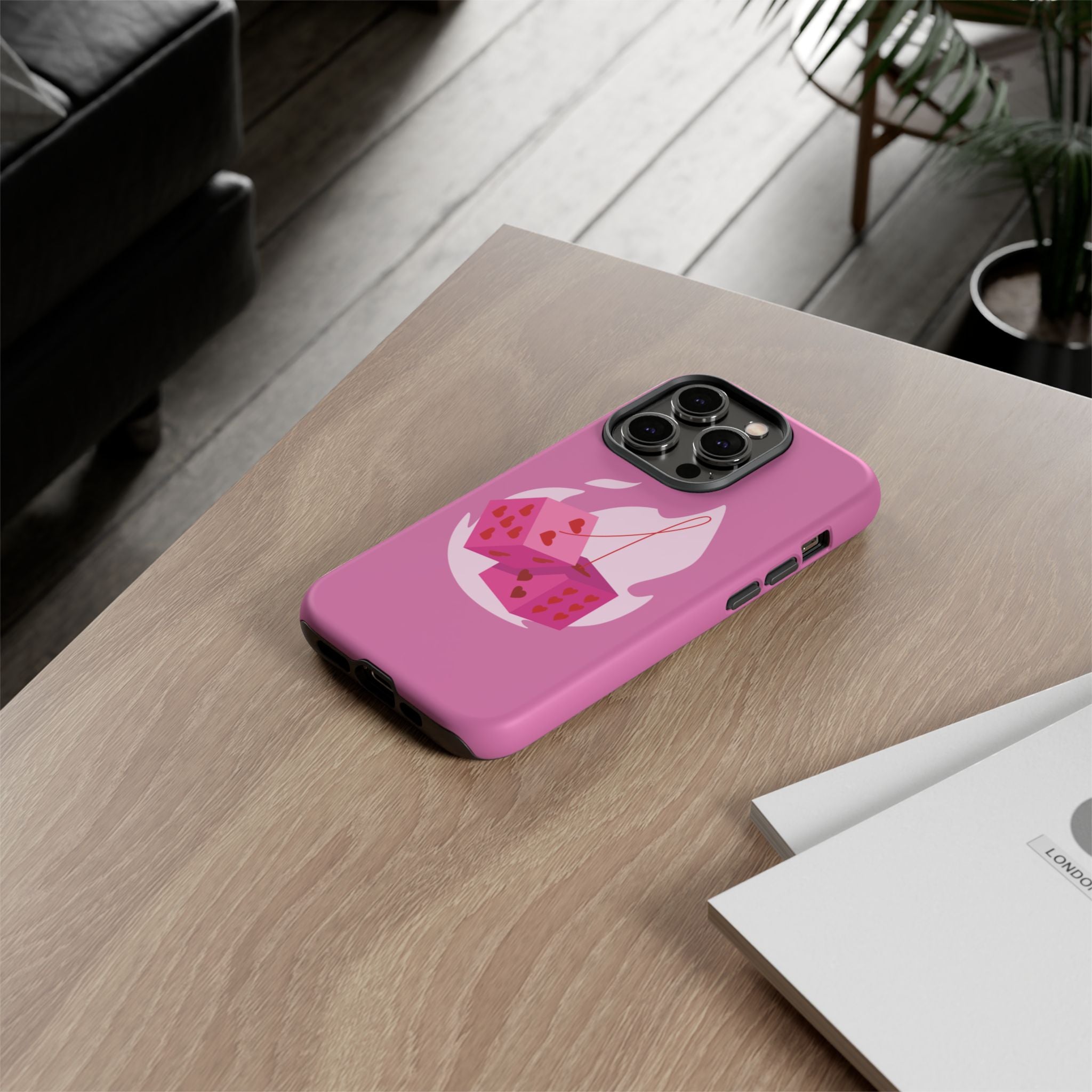 Phone Case, Tough Phone Cover, Heart Design, Cute Cell Accessories, Valentine's Day Gift, Trendy Pink Case