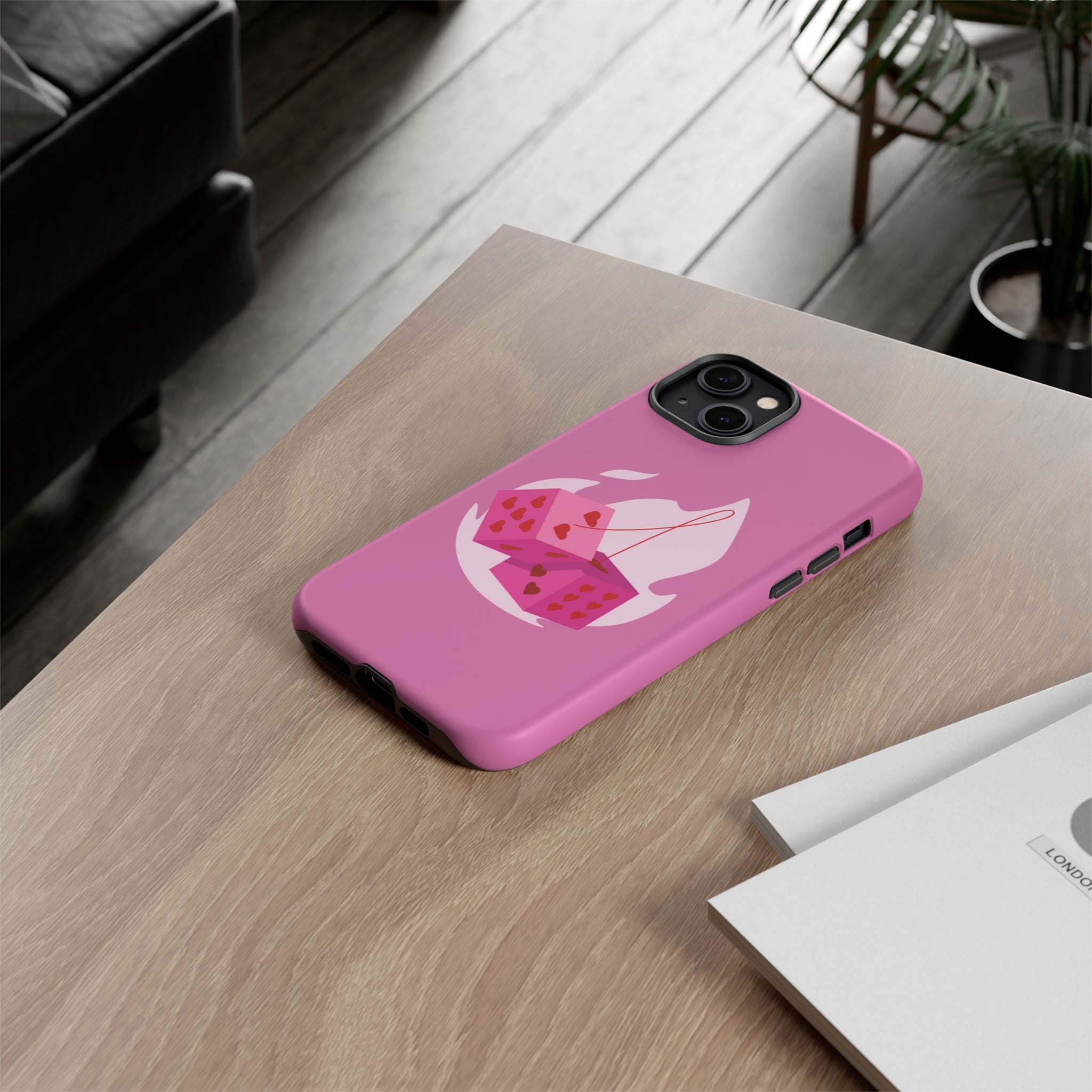 Phone Case, Tough Phone Cover, Heart Design, Cute Cell Accessories, Valentine's Day Gift, Trendy Pink Case
