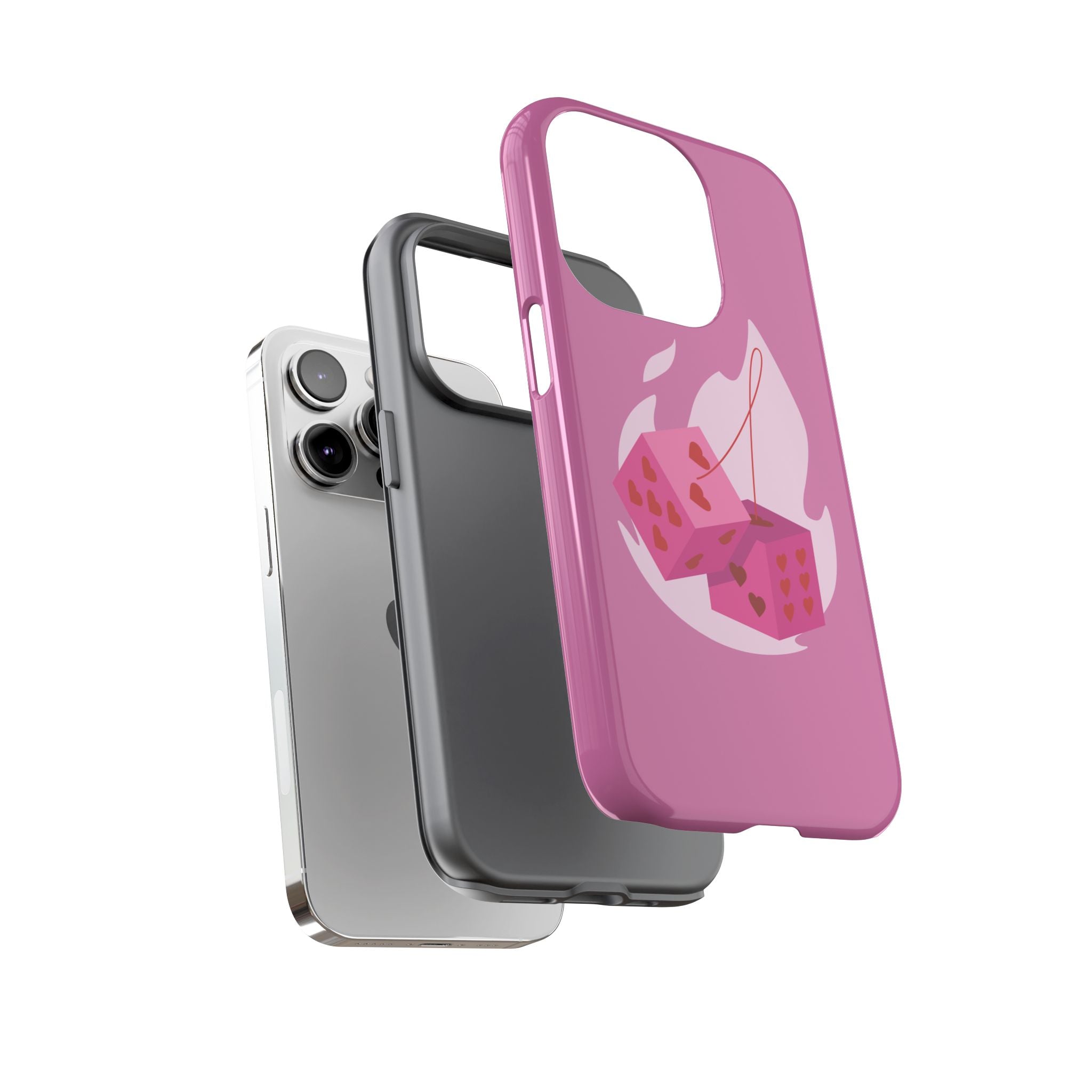 Phone Case, Tough Phone Cover, Heart Design, Cute Cell Accessories, Valentine's Day Gift, Trendy Pink Case