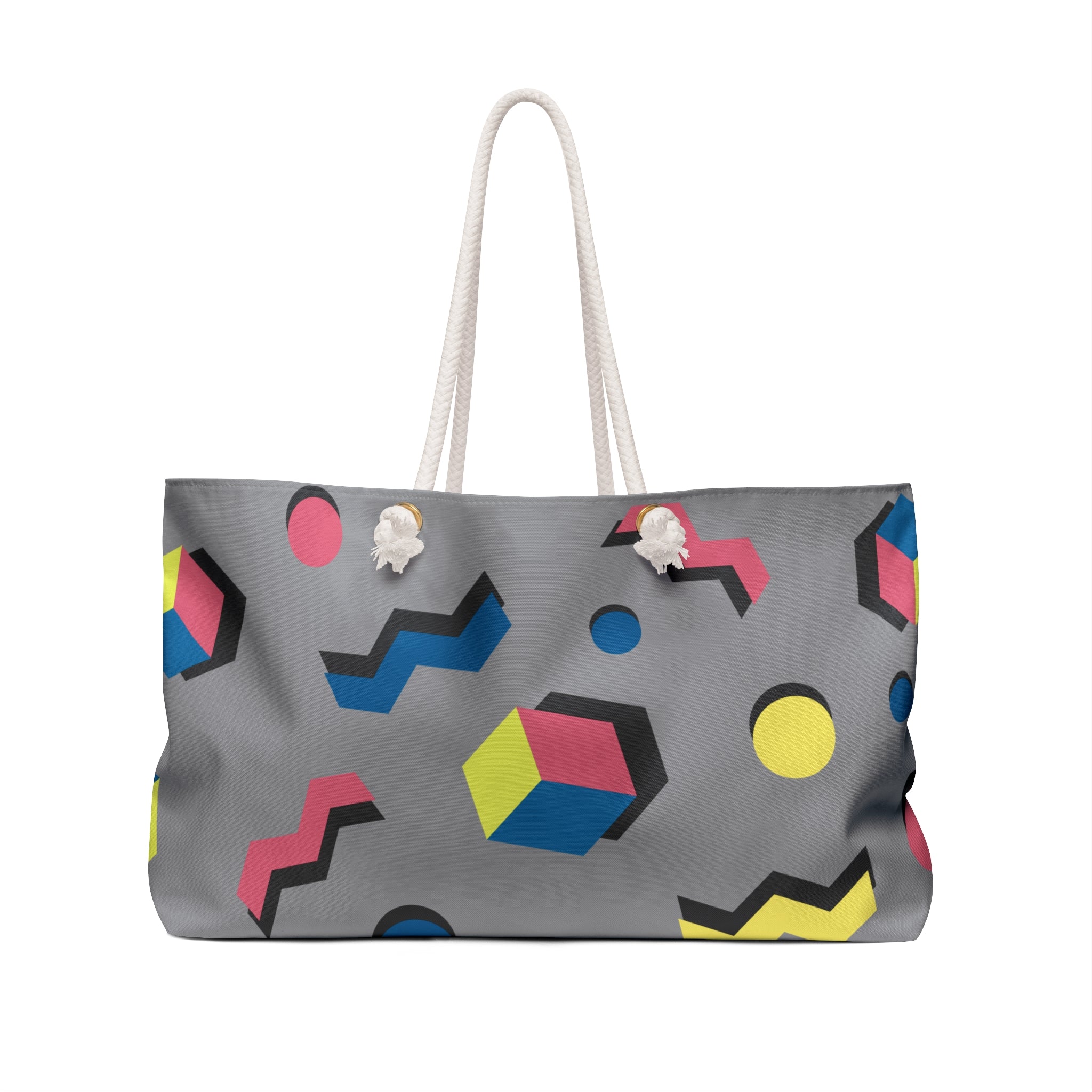 Colorful Geometric Weekender Bag, Travel Tote, Overnight Bag, Beach Bag, Gym Bag, Stylish Storage for Weekend Getaways