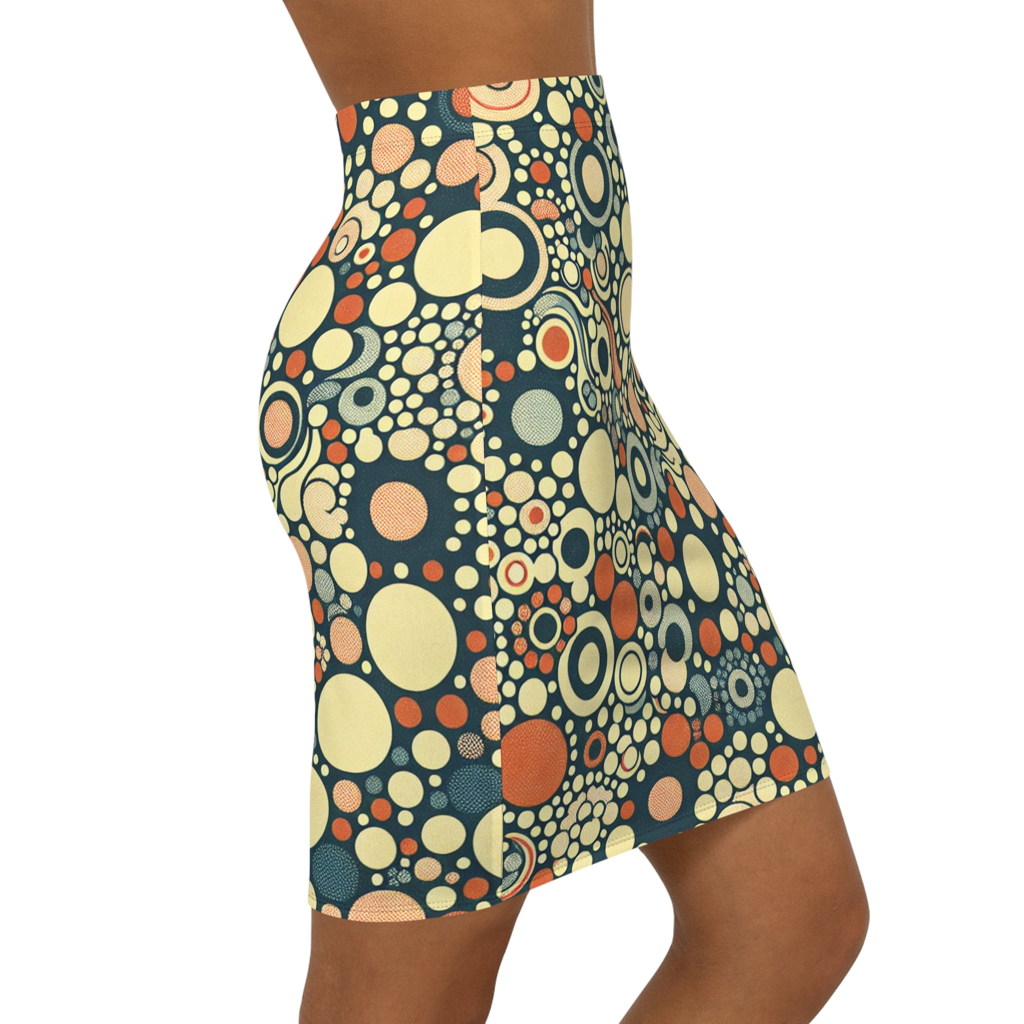 Chic Retro Pencil Skirt with Colorful Bubble Print, Women's Fashion Skirt for Casual Outings, Parties, Events, Trendy Style