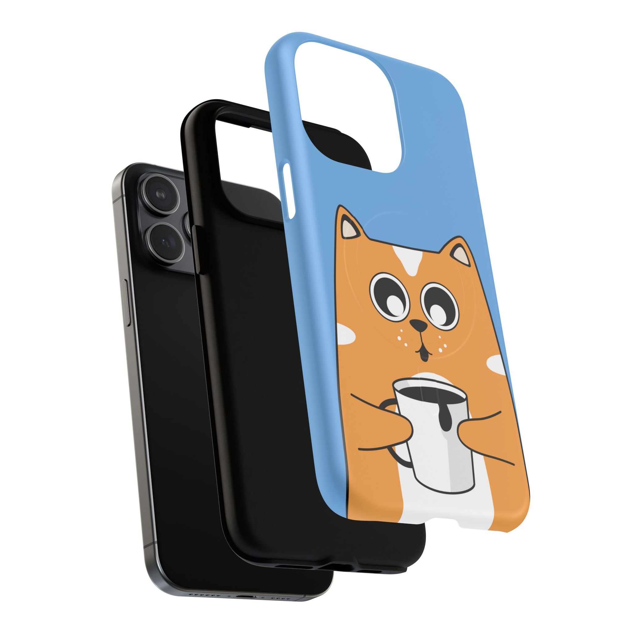 Cute Cat Magnetic Phone Case, Tough iPhone Cover, Pet Lover Gift, Cartoon Style, Cat-Themed Accessories