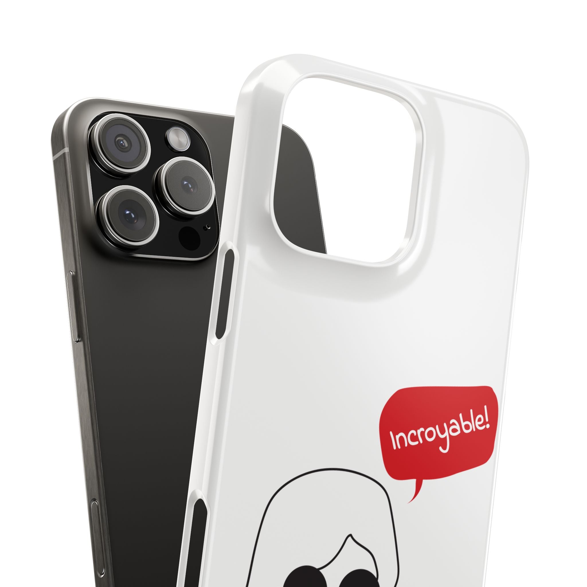Chic Slim Phone Cases with 'Incroyable!' Design, Trendy Cell Phone Holder, Fashion Accessory, Gift for Friends, Modern Phone Protector