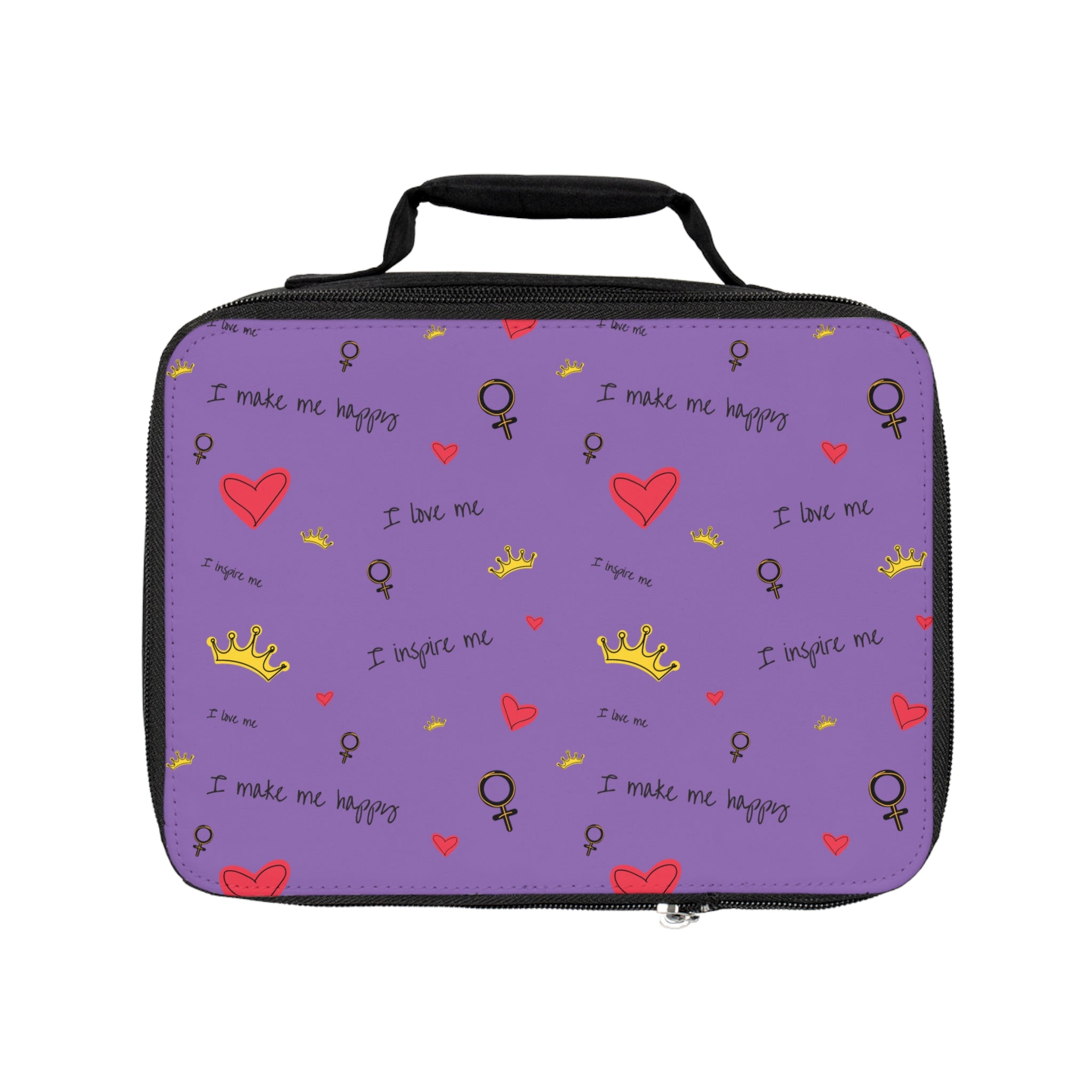 Cute Illustrated Lunch Bag with Positive Affirmations, Insulated Lunch Tote for School or Work, Pink and Purple Design, Gift for Her, [...]