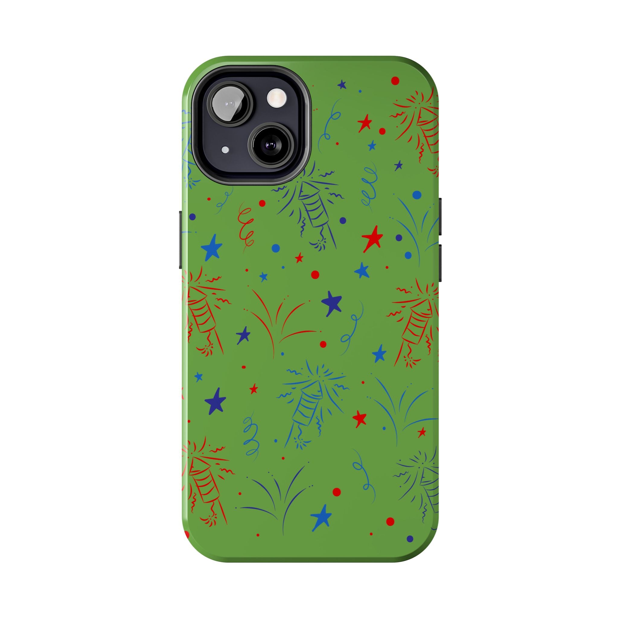 Celebratory Tough Phone Cases, Festive Phone Cover, Fireworks Phone Protector, Green Party Case, Holiday Mobile Case
