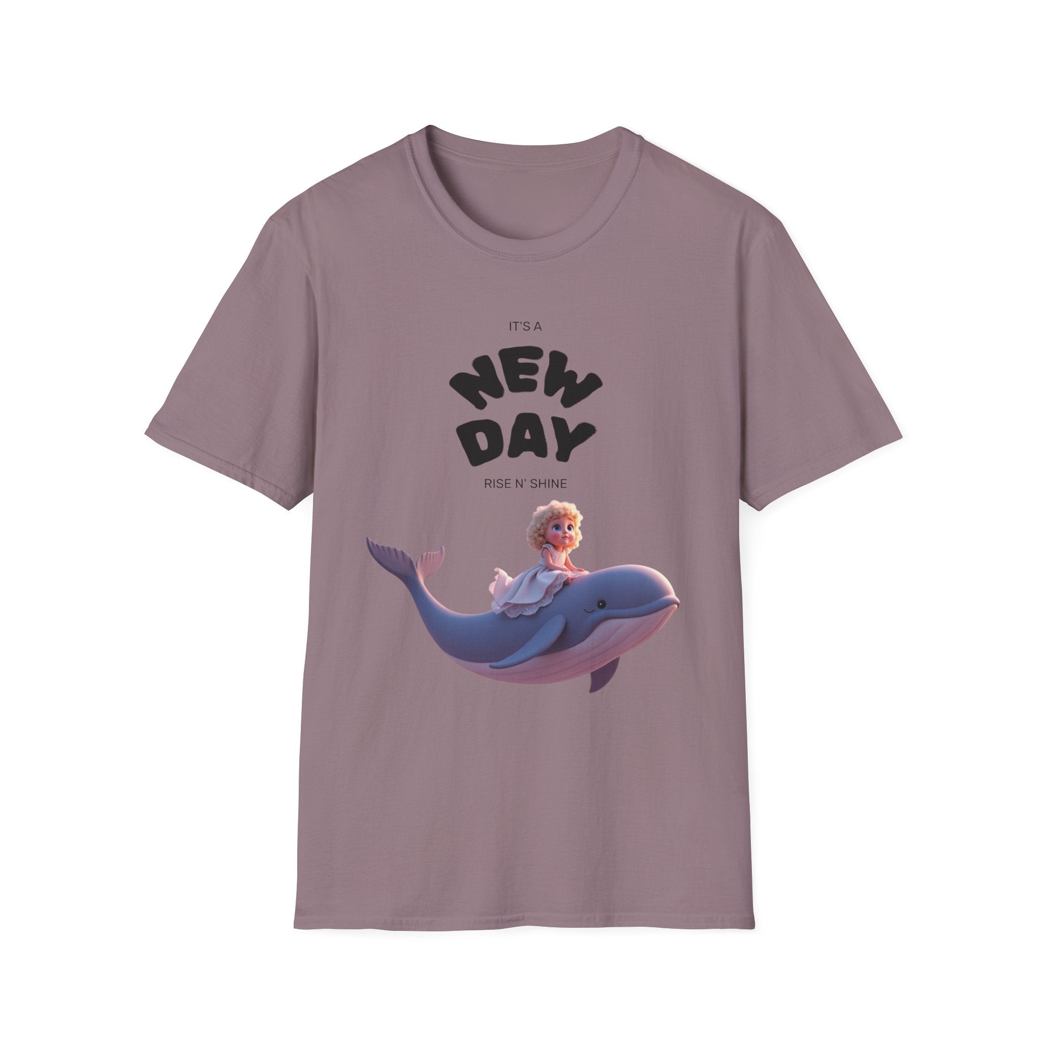Whimsical Dolphin T-Shirt | Unisex Softstyle Tee | Fun Graphic Tee, New Day Shirt, Ocean Lover Gift, Casual Wear