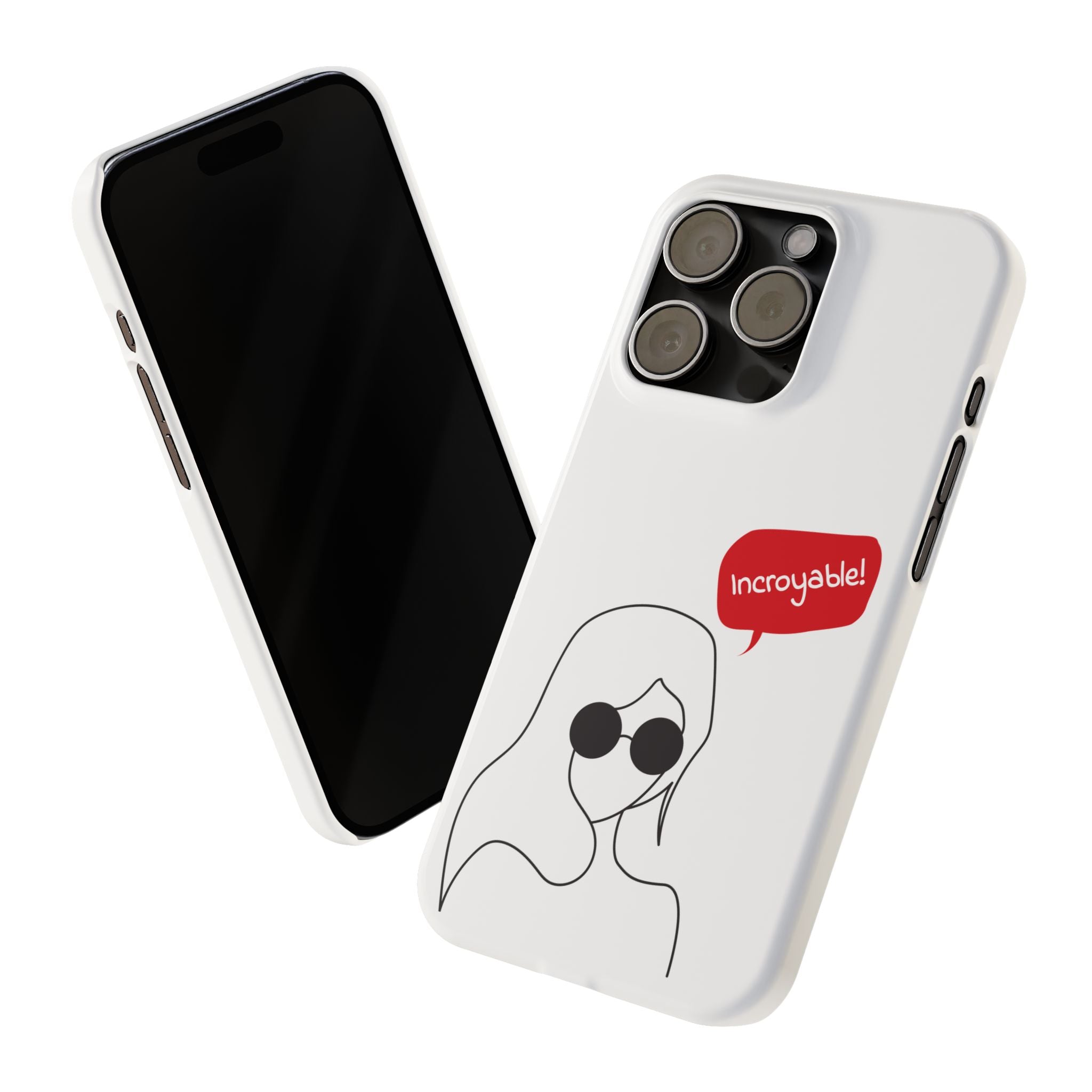 Chic Slim Phone Cases with 'Incroyable!' Design, Trendy Cell Phone Holder, Fashion Accessory, Gift for Friends, Modern Phone Protector