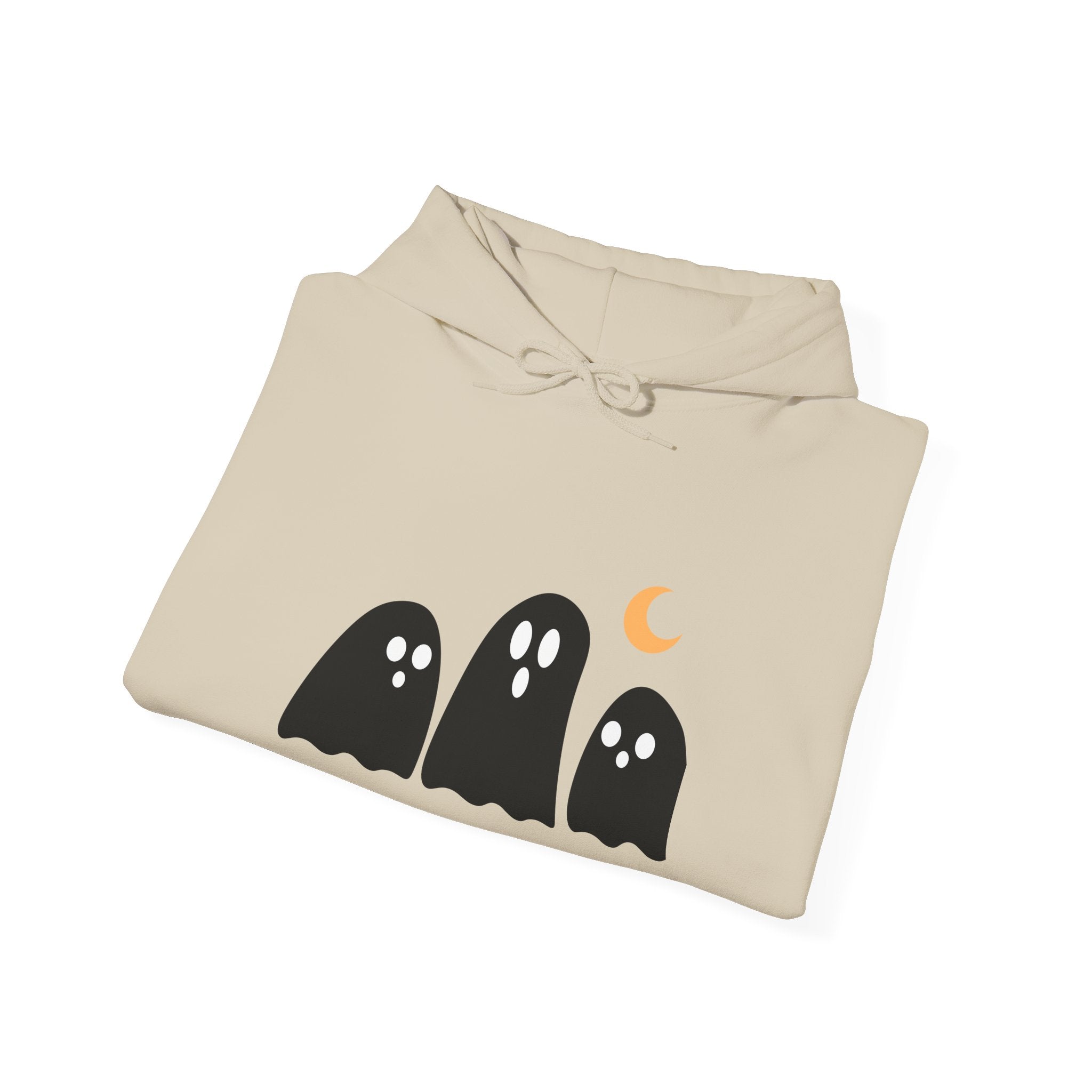 Cozy Ghost Hoodie for Halloween - Unisex Heavy Blend Sweatshirt, Cute Ghost Graphic, Perfect for Fall, Spooky Season Attire
