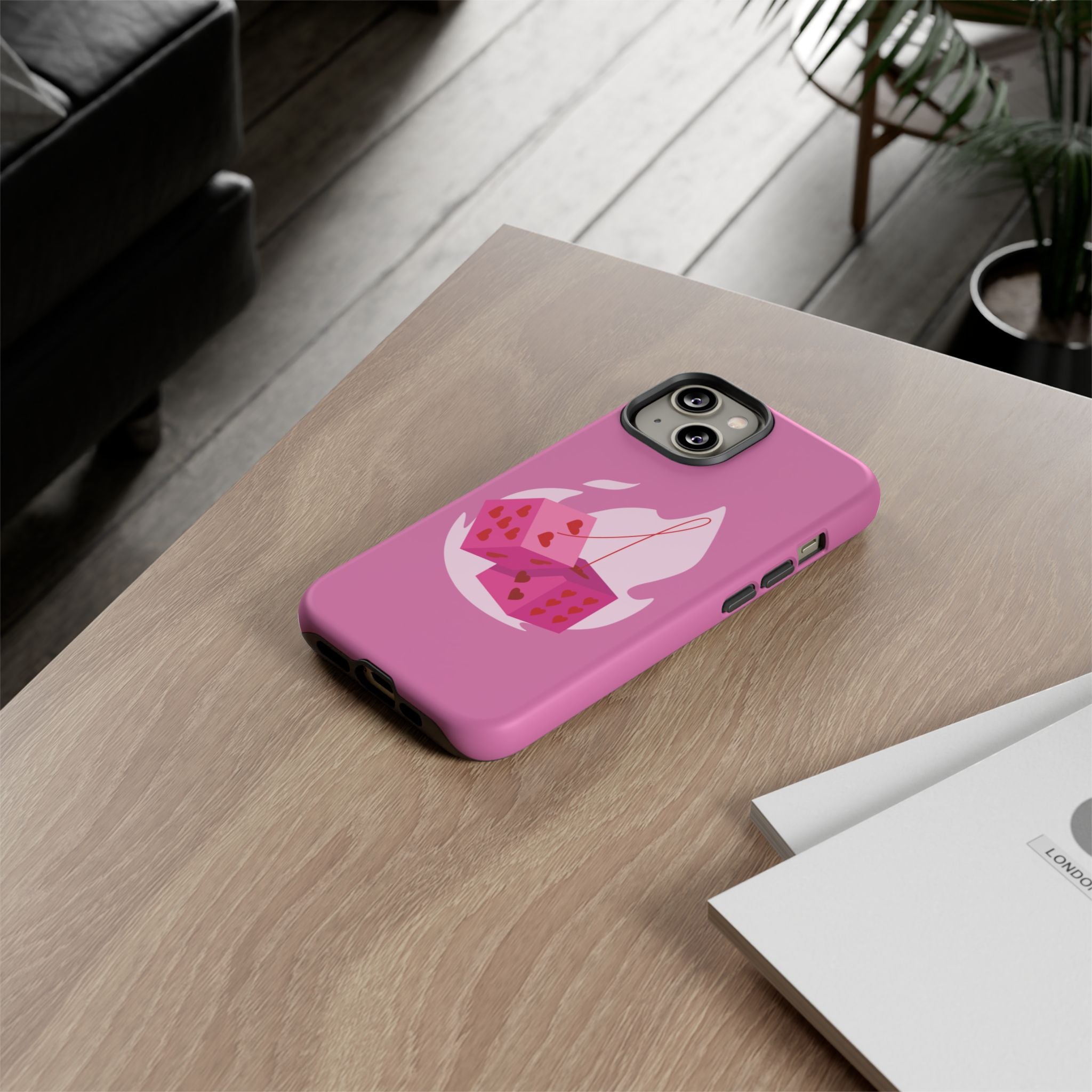 Phone Case, Tough Phone Cover, Heart Design, Cute Cell Accessories, Valentine's Day Gift, Trendy Pink Case
