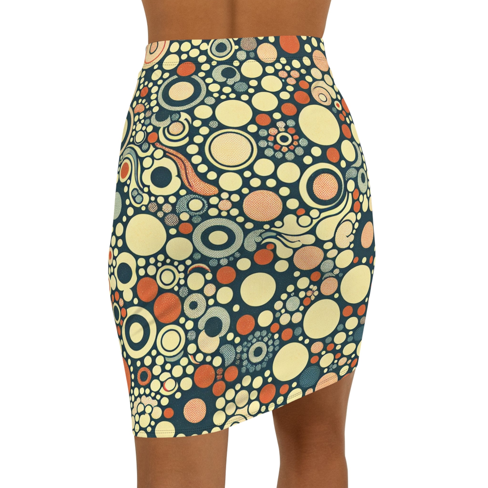 Chic Retro Pencil Skirt with Colorful Bubble Print, Women's Fashion Skirt for Casual Outings, Parties, Events, Trendy Style