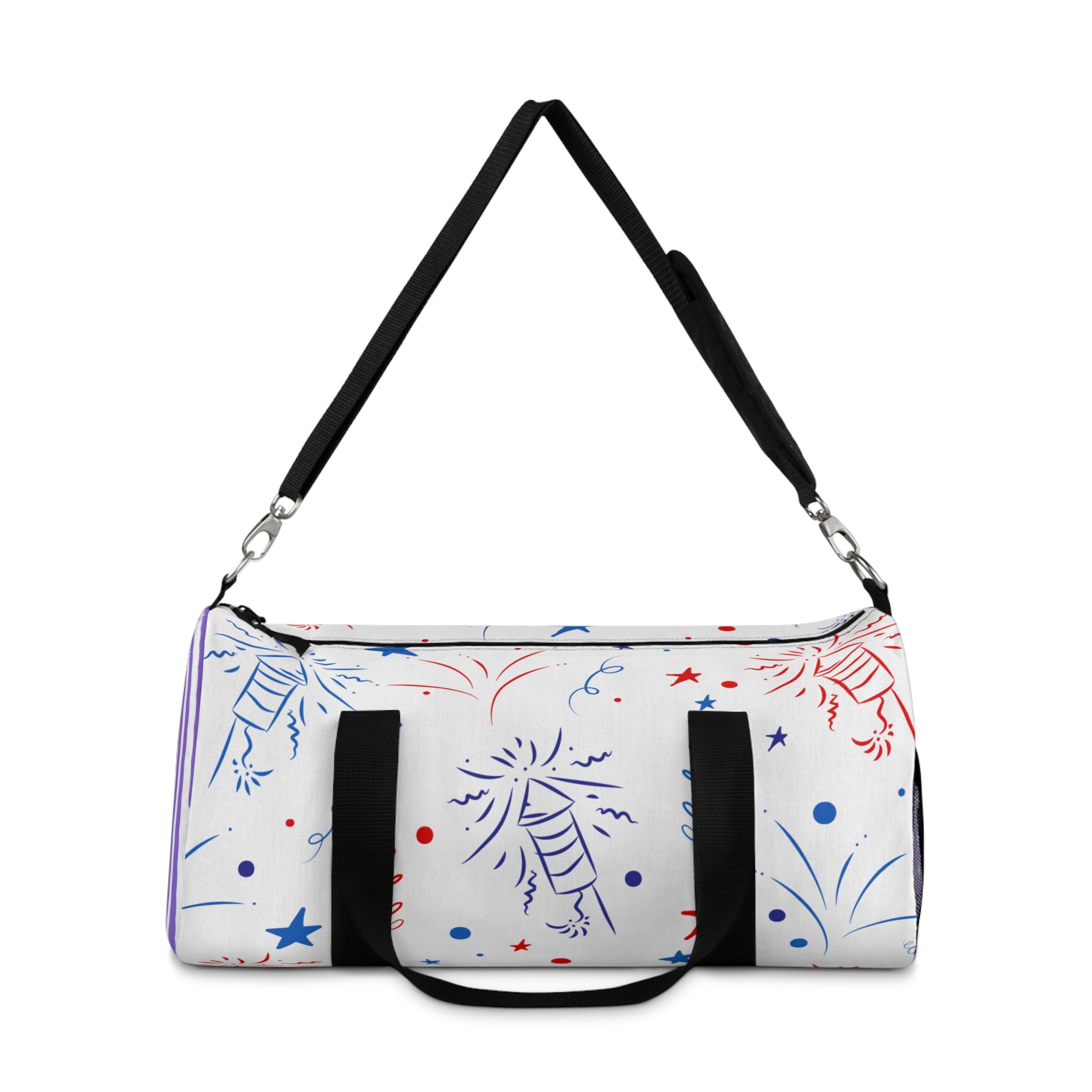 Patriotic Duffel Bag for Travel, Gym, Sports, Fireworks Design, Gifts for Independence Day, Weekend Getaways, Fun & Festive