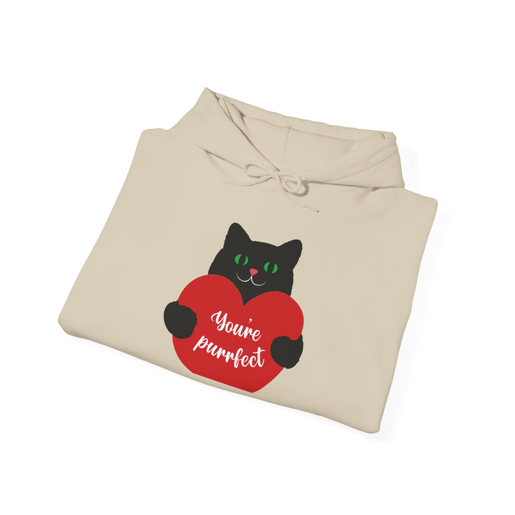 Purrfect Love Hoodie - Cozy Cat Sweatshirt for Pet Lovers, Valentine's Day, Gifts for Cat Owners, Cute Animal Apparel