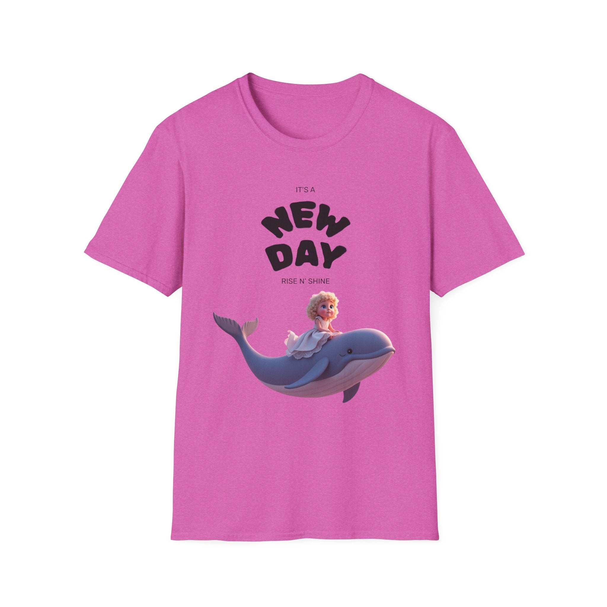 Whimsical Dolphin T-Shirt | Unisex Softstyle Tee | Fun Graphic Tee, New Day Shirt, Ocean Lover Gift, Casual Wear
